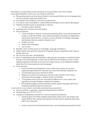 Week 4 reading journal - Week 4 reading journal Long, chapter 2 and 3 ...