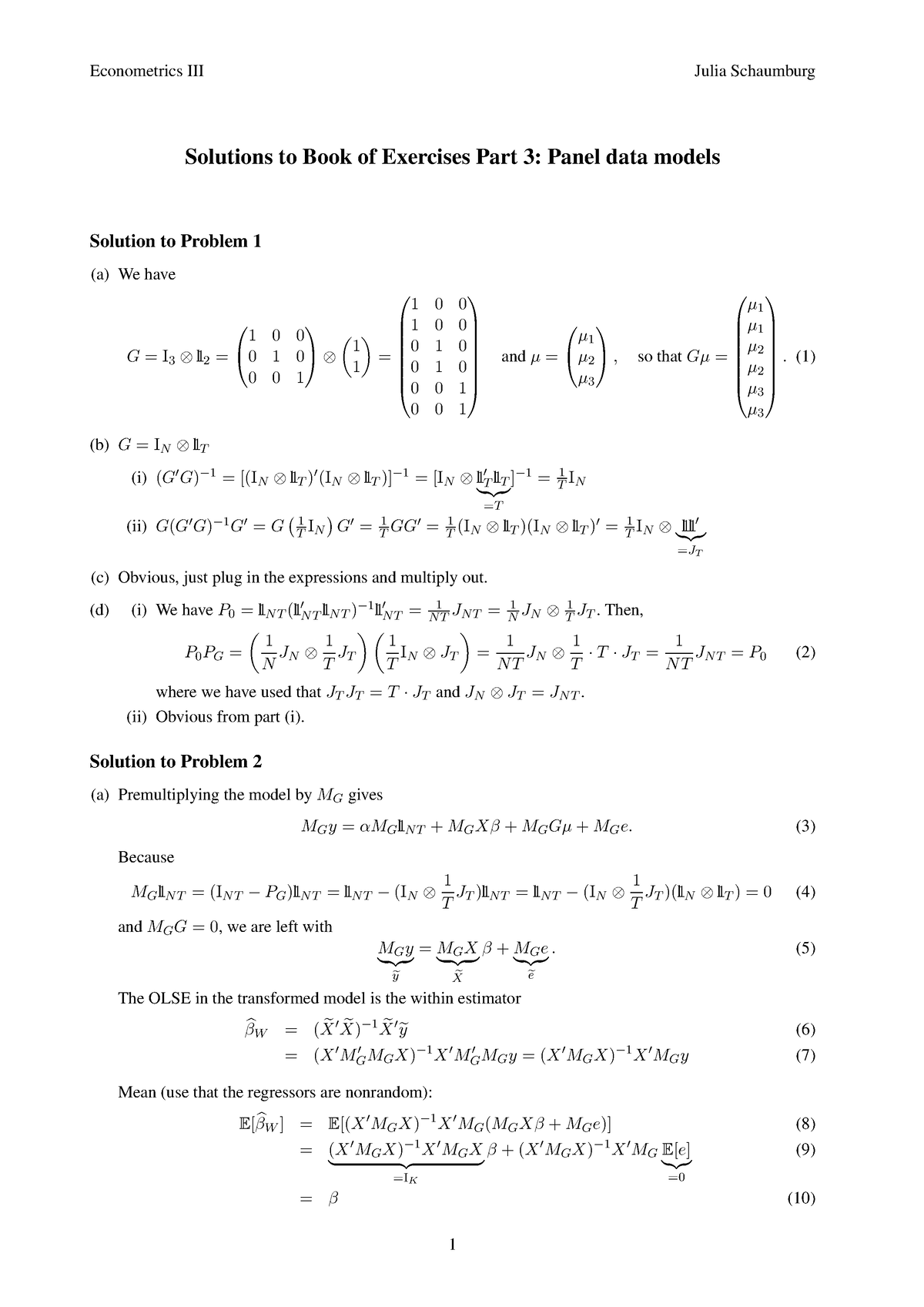 Ectr3 Bookofexercises Part3 Solutions 2023 - Econometrics III Julia ...