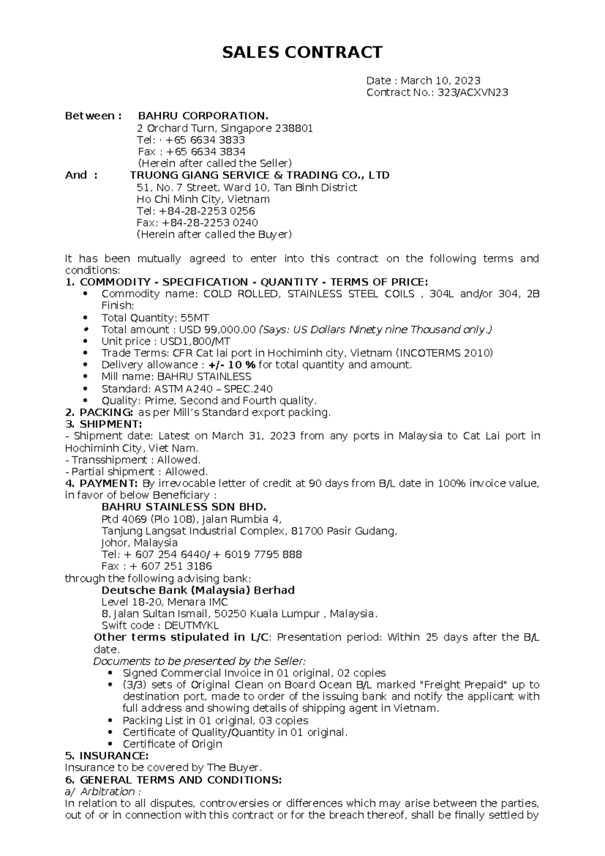 1 Sales Contract Practice SALES CONTRACT Date March 10 2023   Thumb 1200 1696 