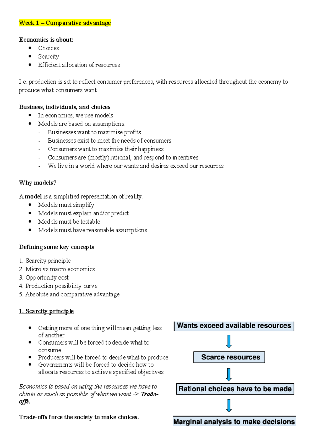 Lecture Notes - Hope it helps - Week 1 – Comparative advantage ...
