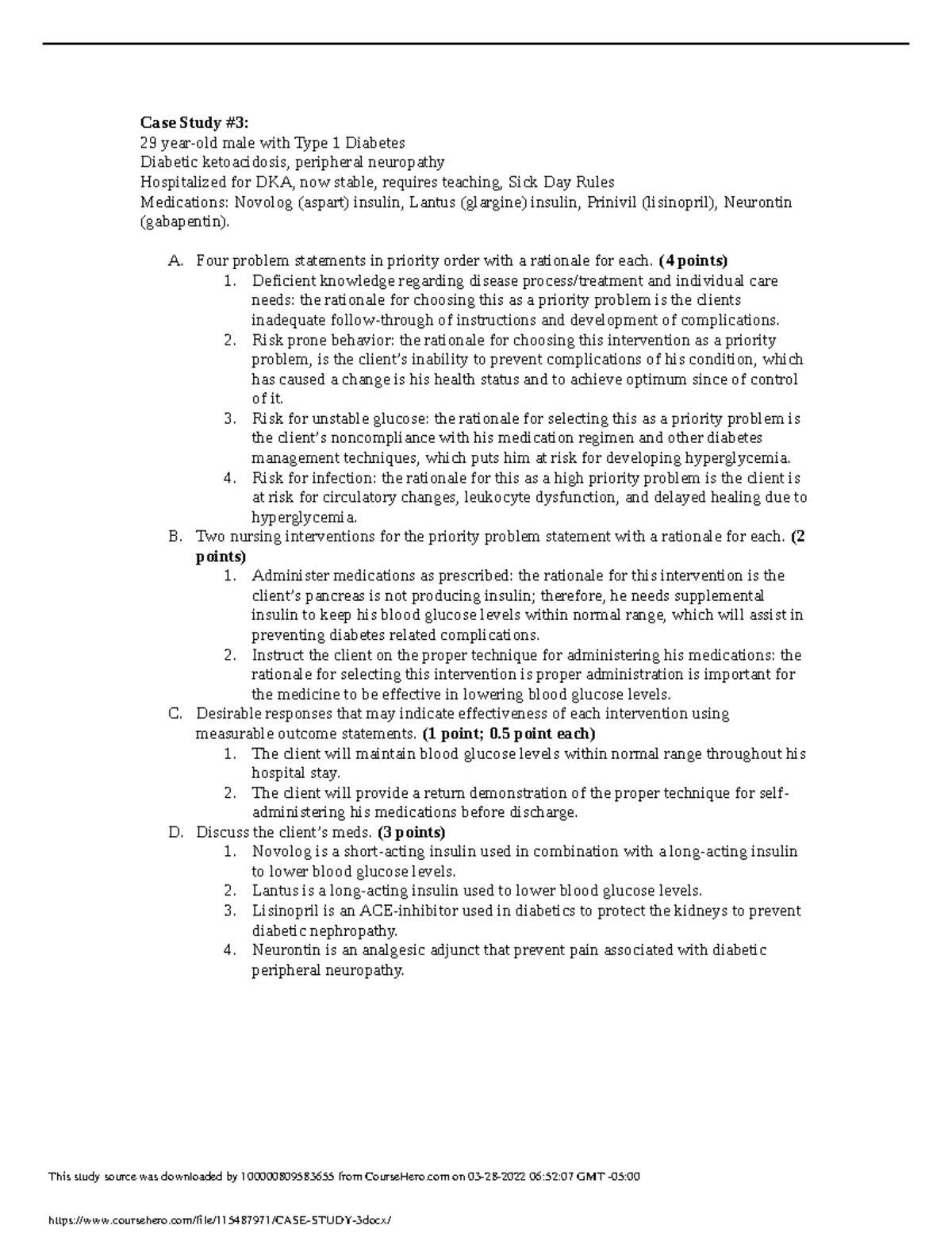 patient case study diabetic