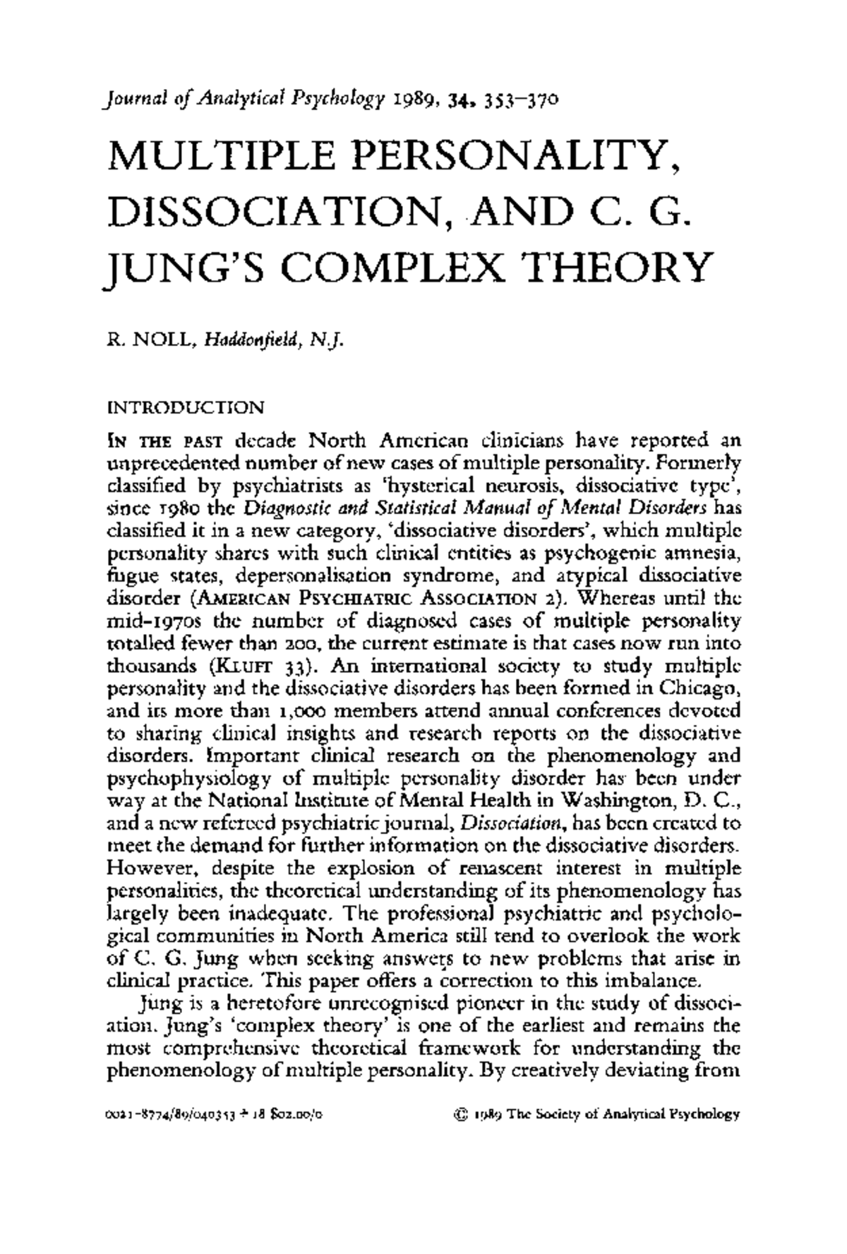 MPD and Jung's Complex theory Psicologia dinamica Studocu