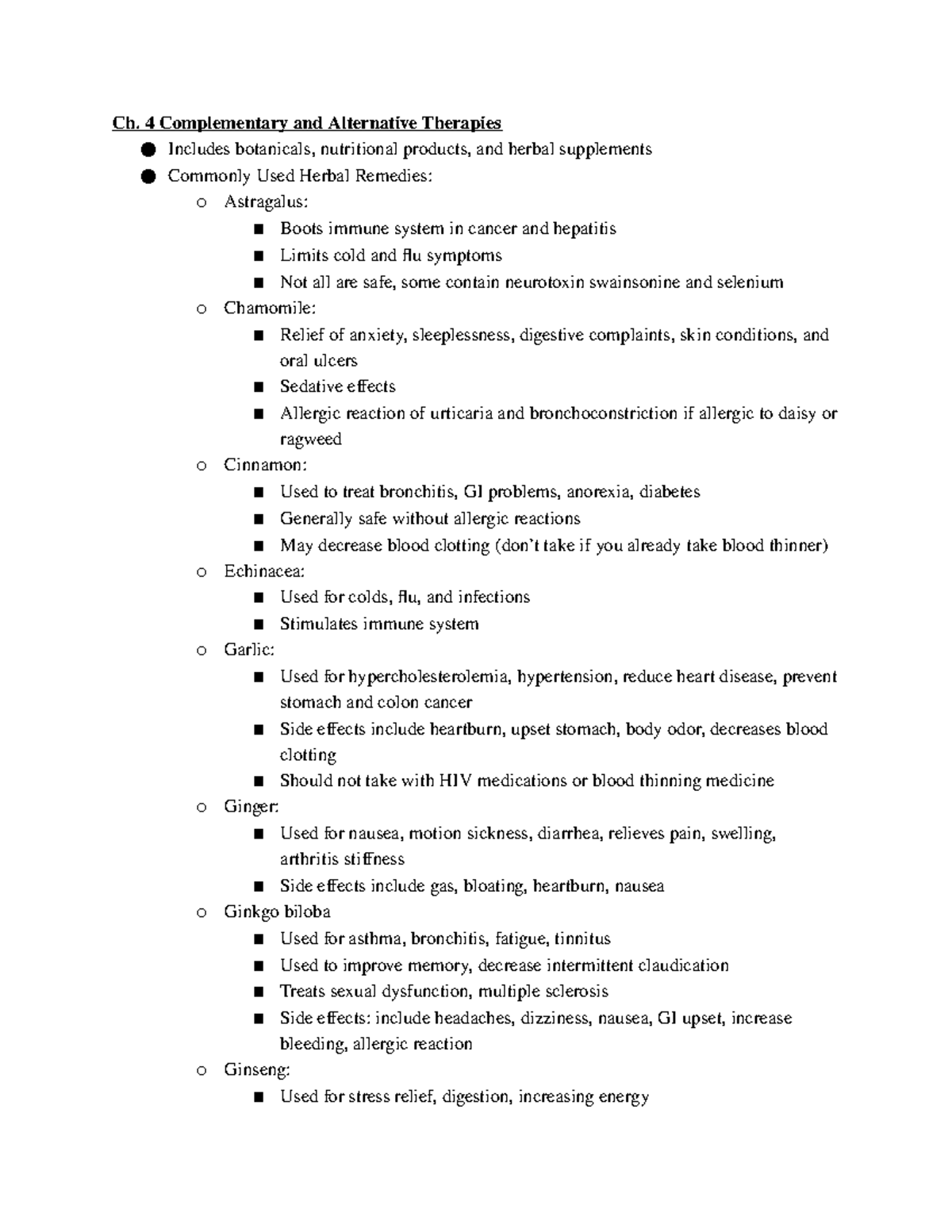 Chapter 4-complementary And Alternative Therapies - Ch. 4 Complementary ...