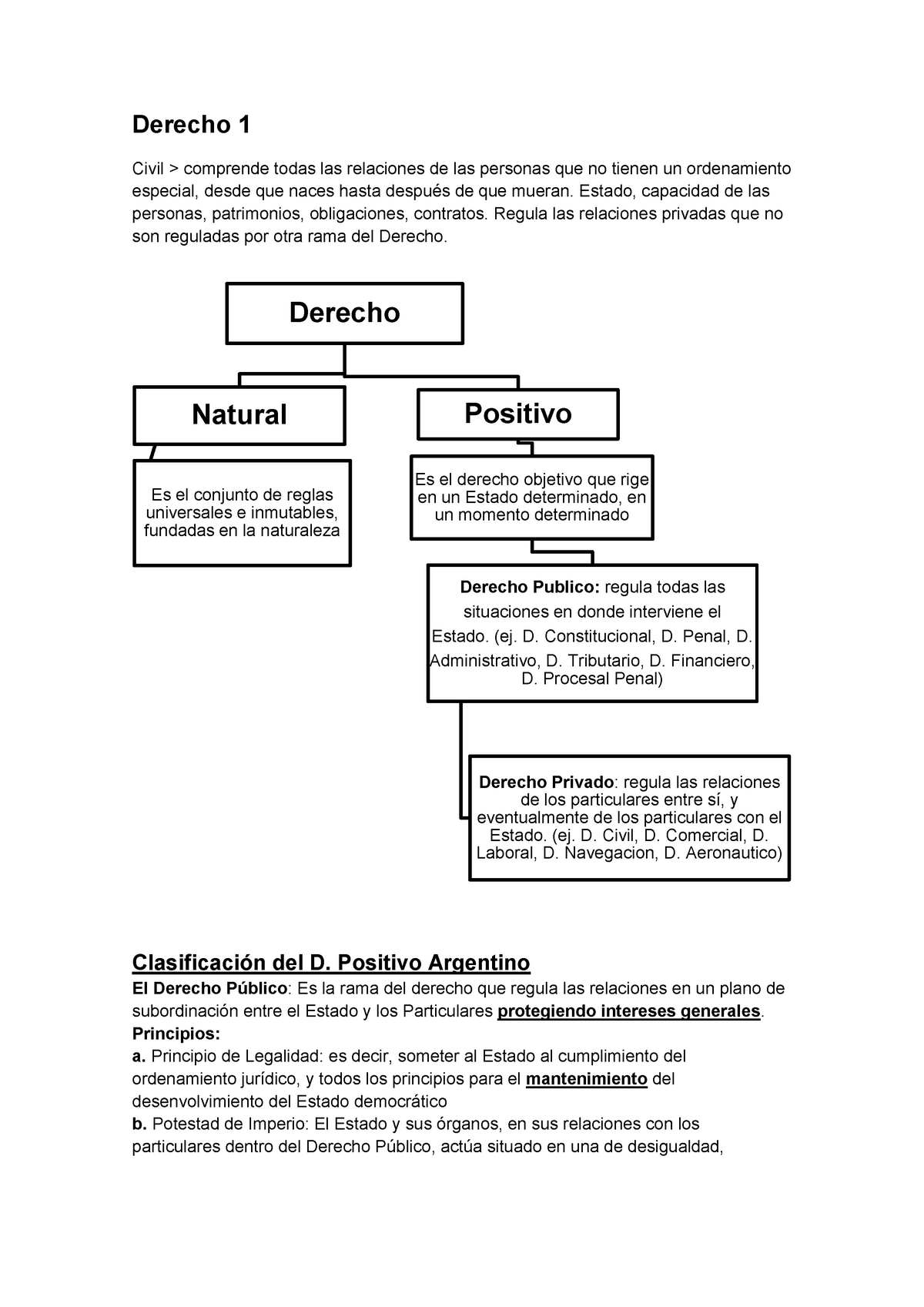 Derecho 1 - Primer Parcial (prof. Castro Ariel) - Derecho 1 Civil ...