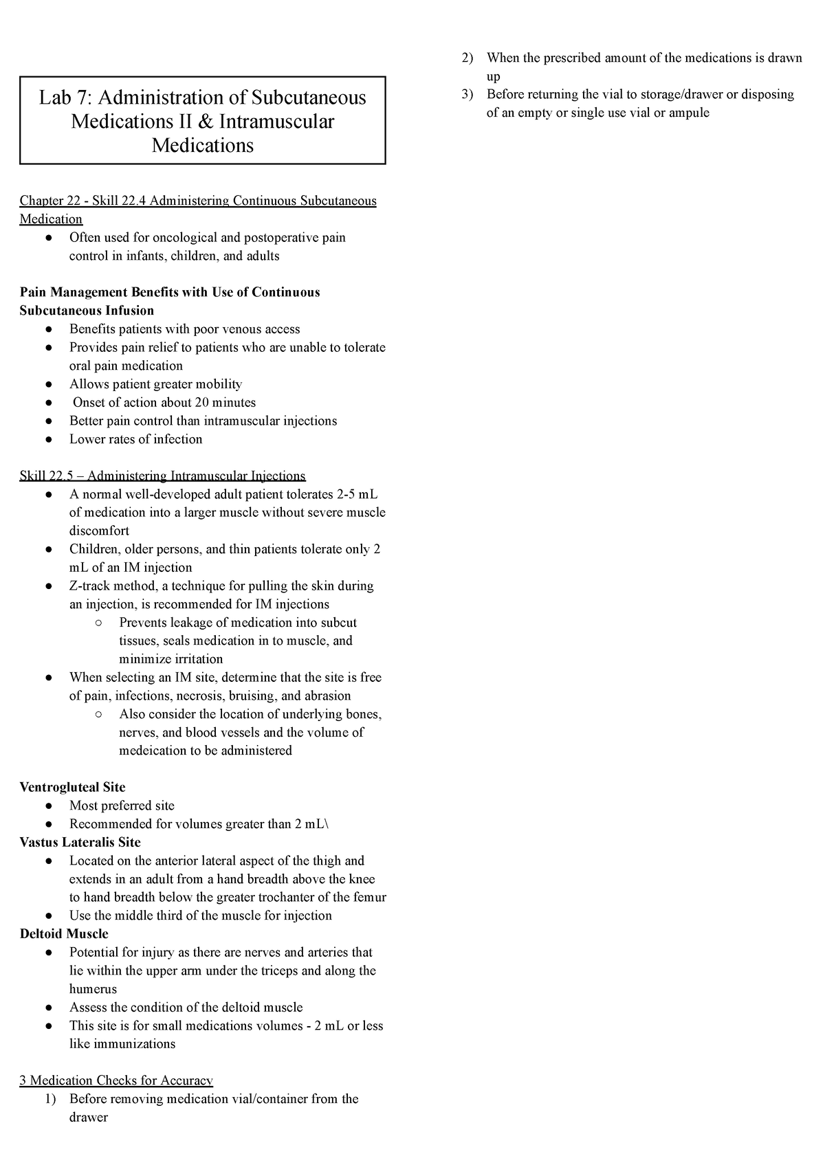 Lab 7 Readings - CNUR 202 Pharmacology - Lab 7: Administration Of ...