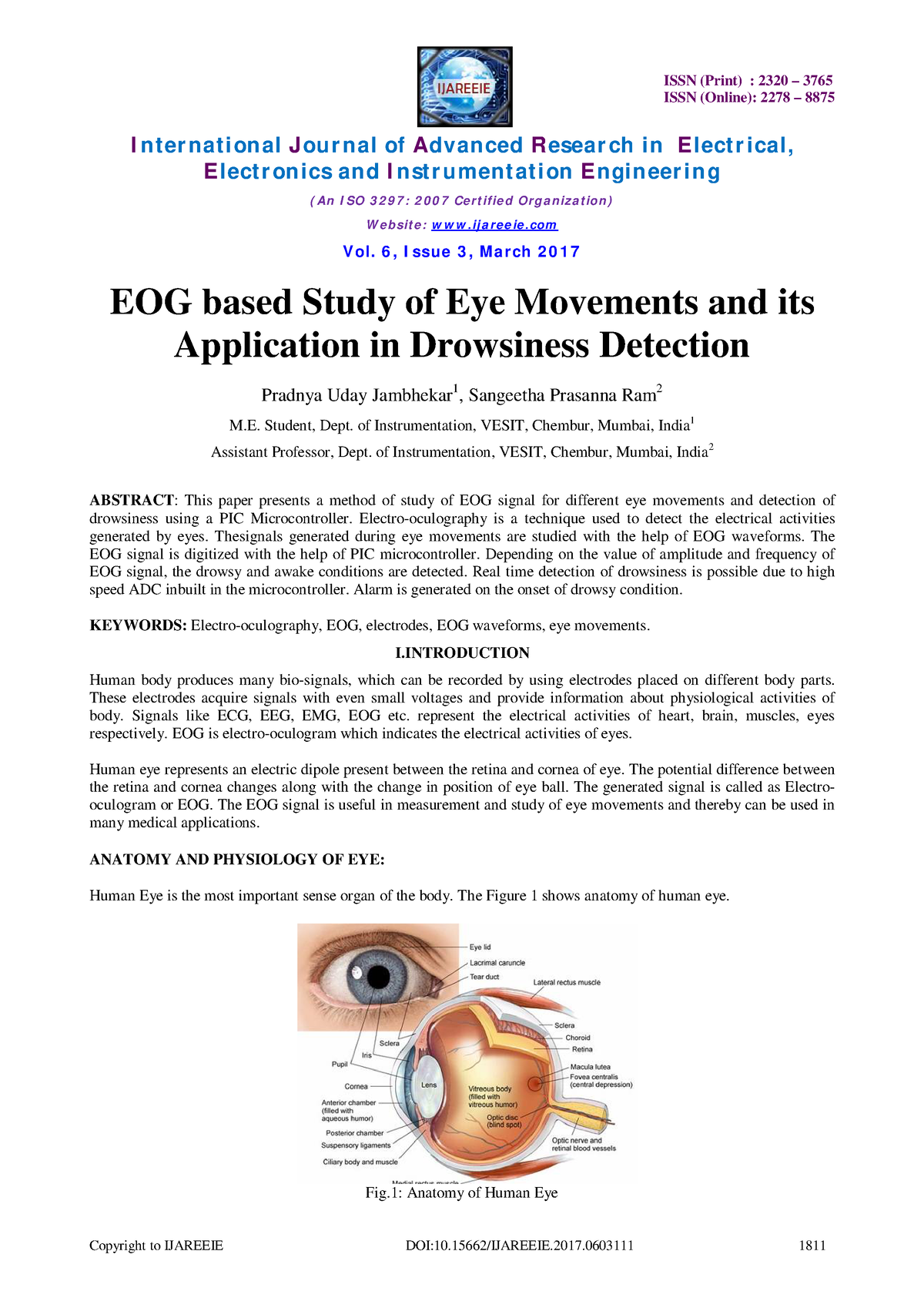 Detection of eye closing/opening from EOG and its application in