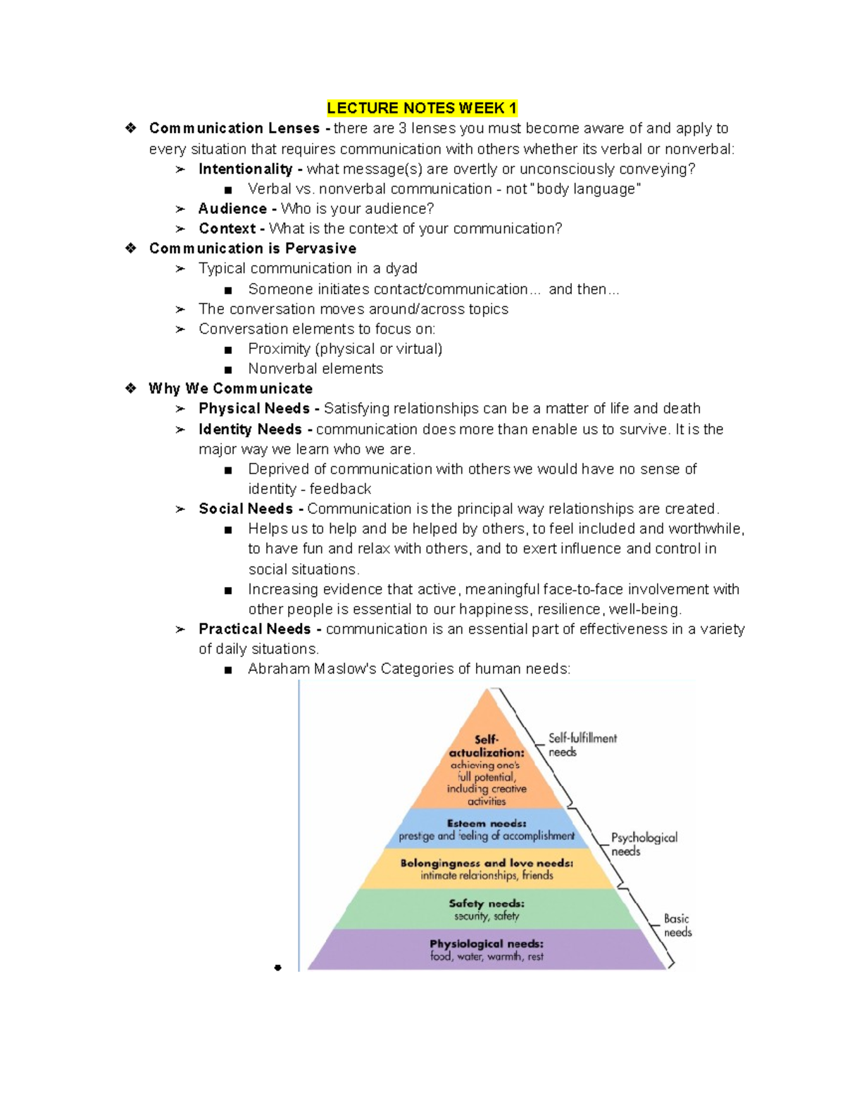 OL MB200 Lecture Notes - LECTURE NOTES WEEK 1 Communication Lenses ...