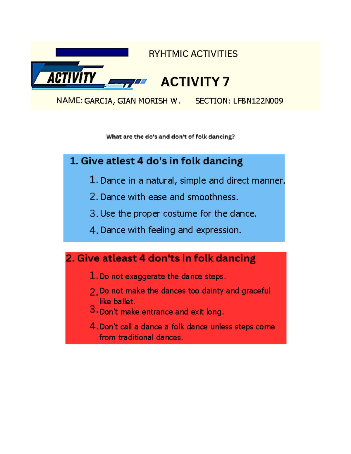 Rythmic- Activities Activity-6 Garcia-GIAN- Morish-W - BS Mathematics ...