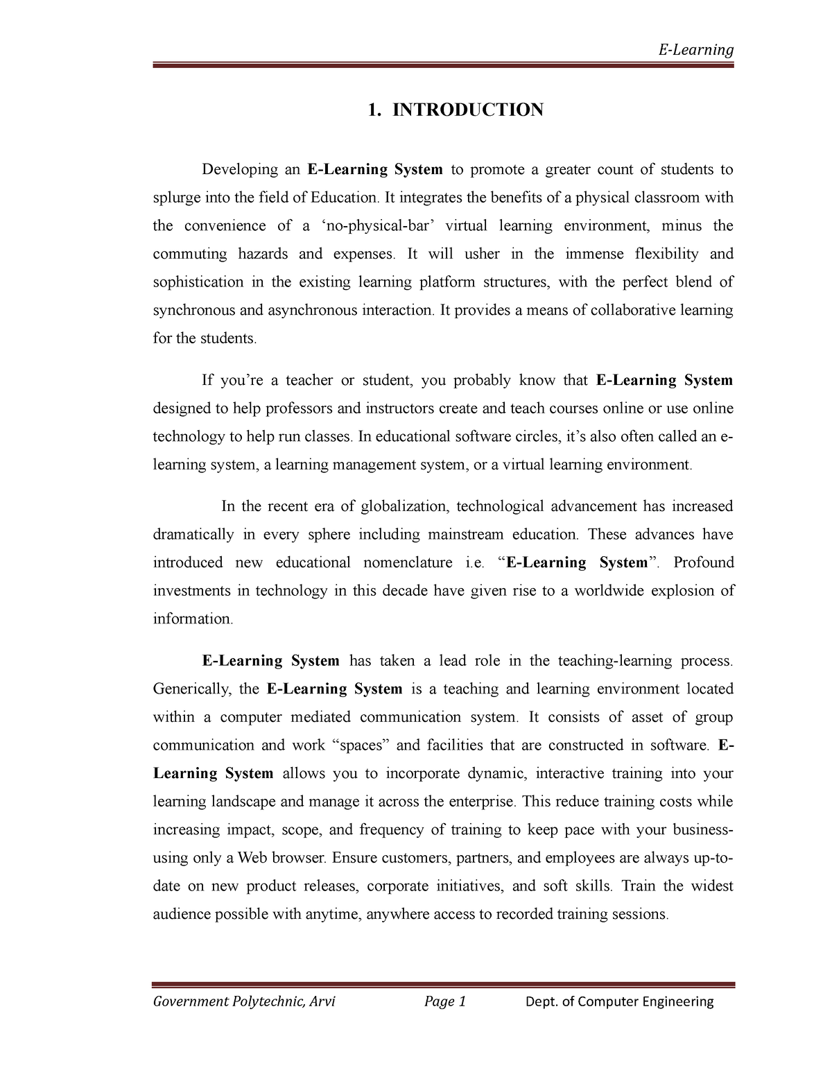 e learning thesis introduction