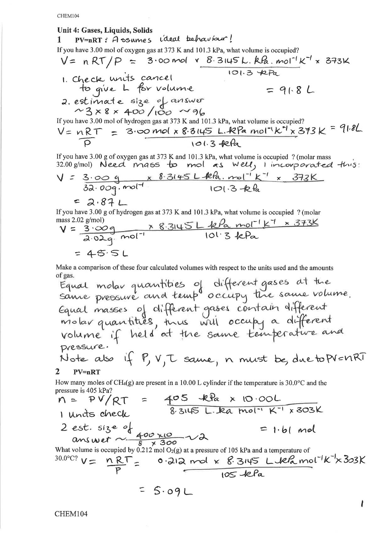 CHEM104 Unit 4 Practice Questions with Answers 2 - chem102 - Studocu