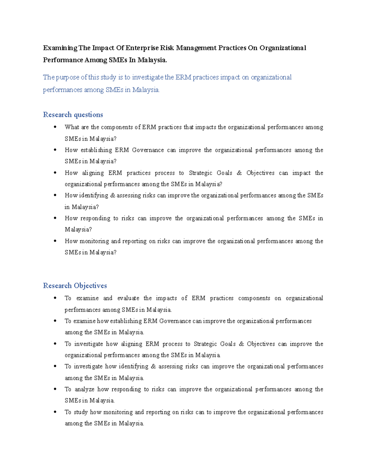 risk management thesis proposal