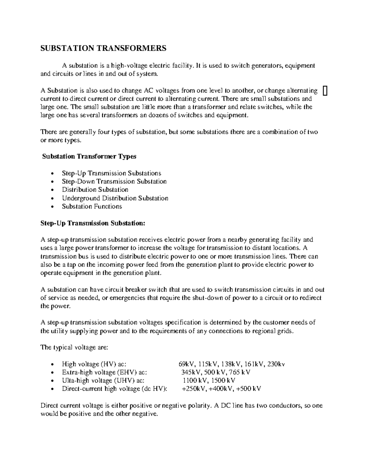 Electrical Engineering - Lecture Notes-37 - SUBSTATION TRANSFORMERS A ...