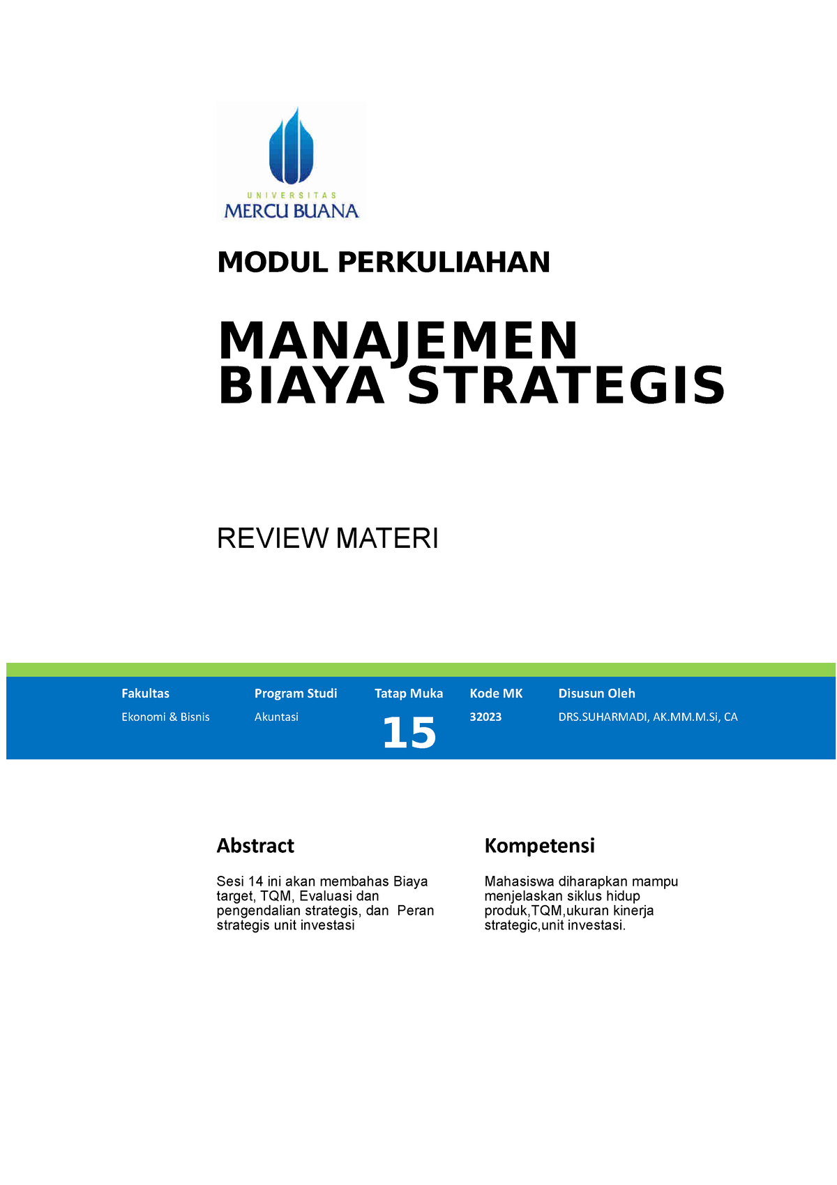 Modul Manajemen Biaya Strategis [TM15] - MODUL PERKULIAHAN MANAJEMEN ...