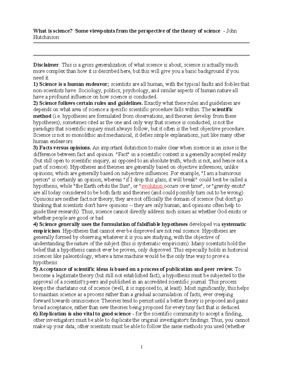 Good science - What is science? Some viewpoints from the perspective of ...