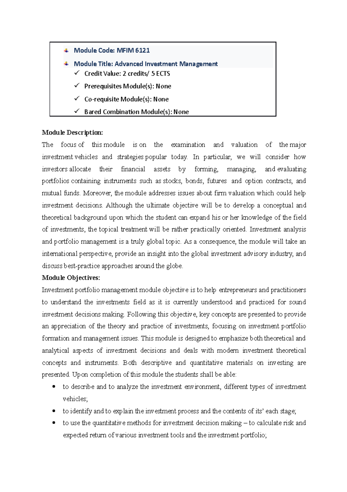 advanced-investment-management-course-outline-module-code-mfim-6121