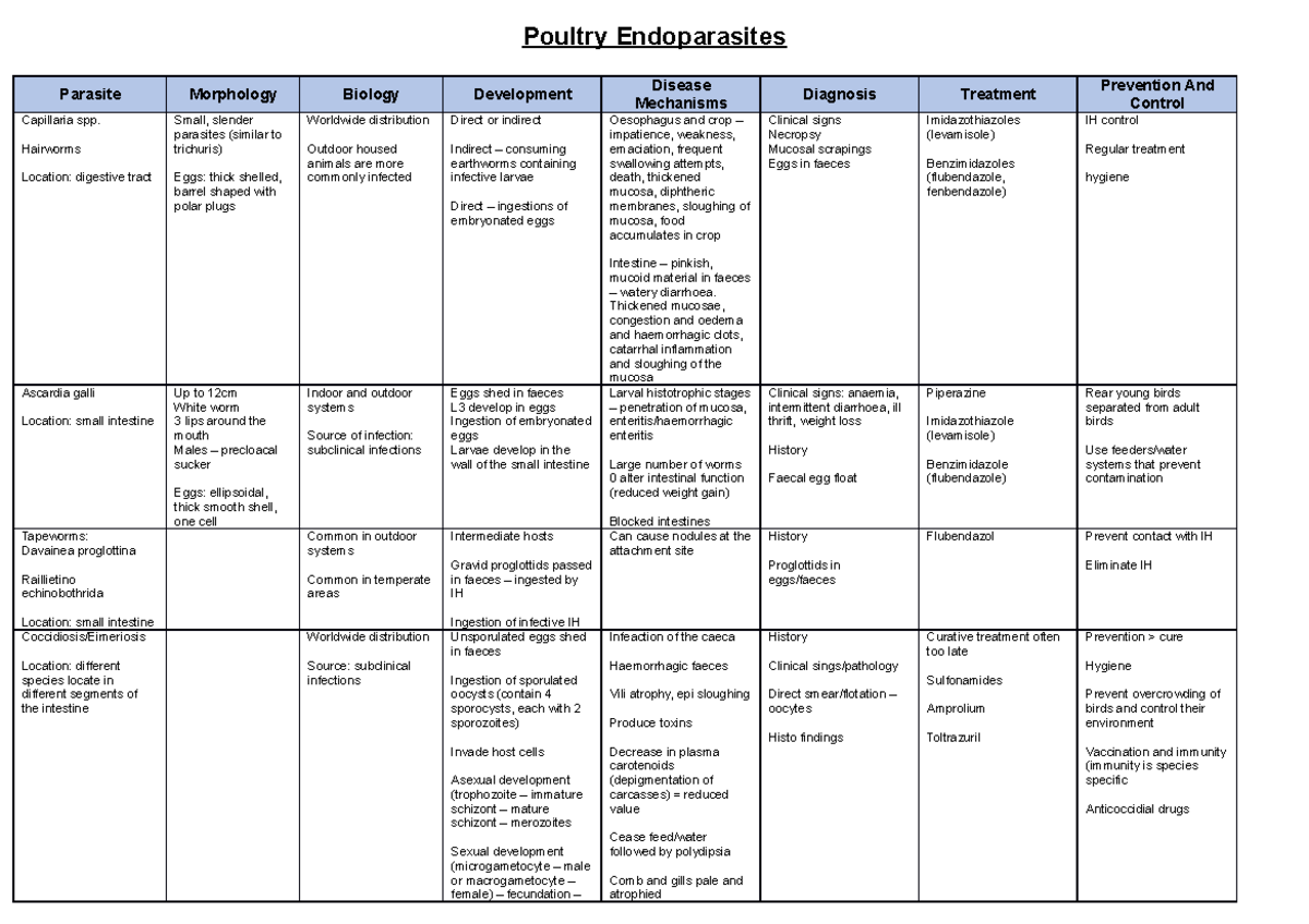 Poultry Endoparasite - Poultry Endoparasites Parasite Morphology ...