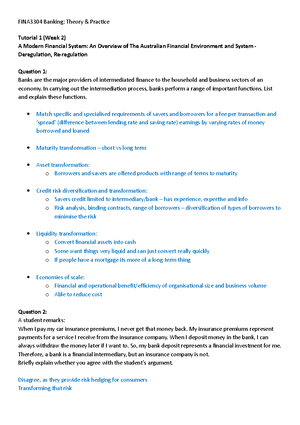 Fina 3304 Tutorial Work - Tutorial 1) Banks Are The Major Providers Of ...