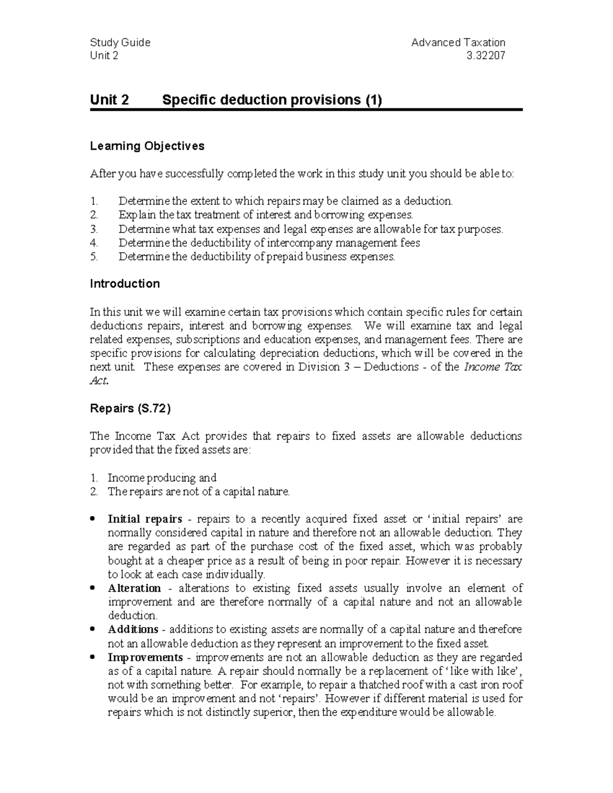 Topic 2 - Specified Deductions - Unit 2 3. Unit 2 Specific deduction ...