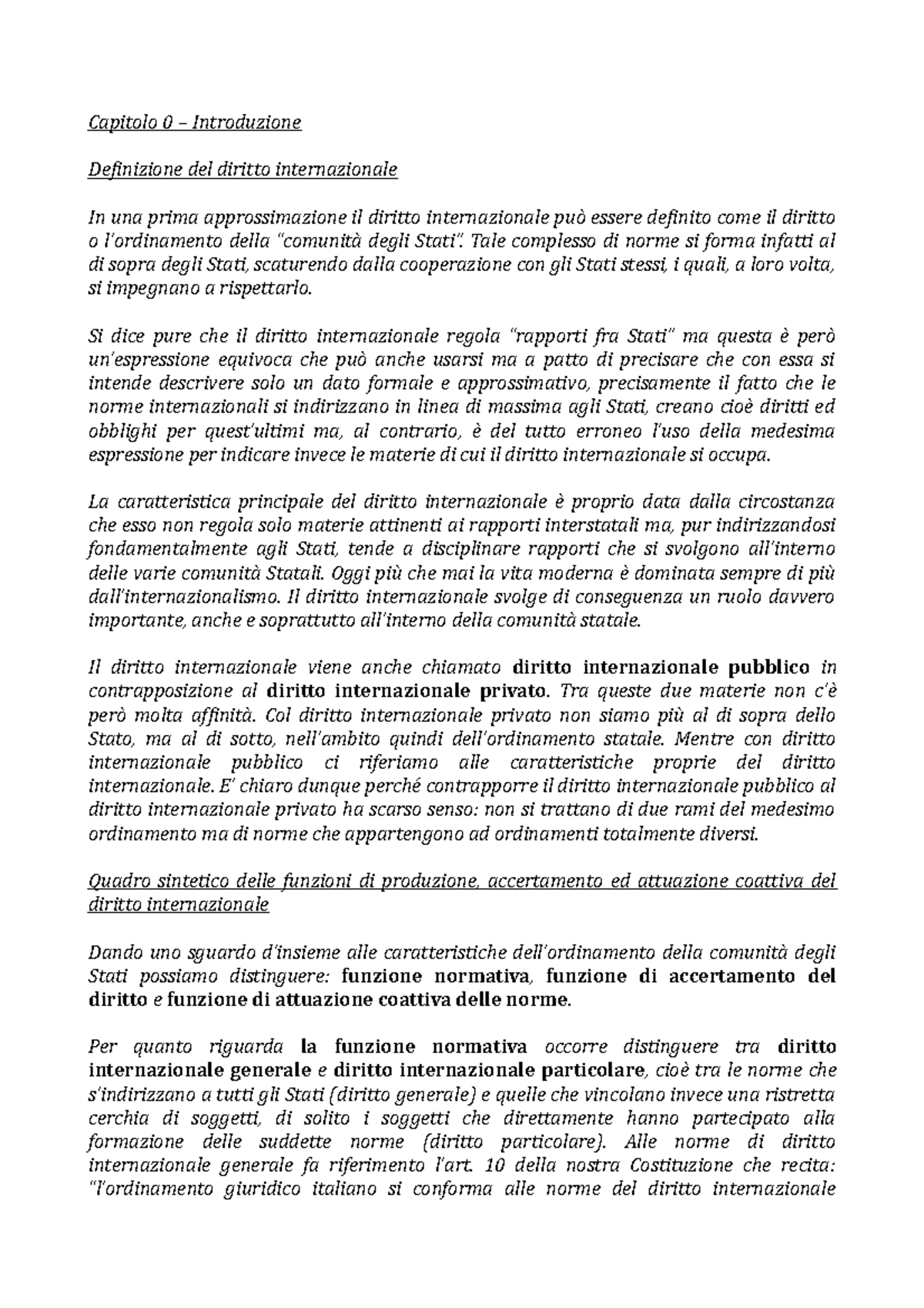 Diritto Internazionale Riassunto Conforti - Capitolo 0 – Introduzione ...