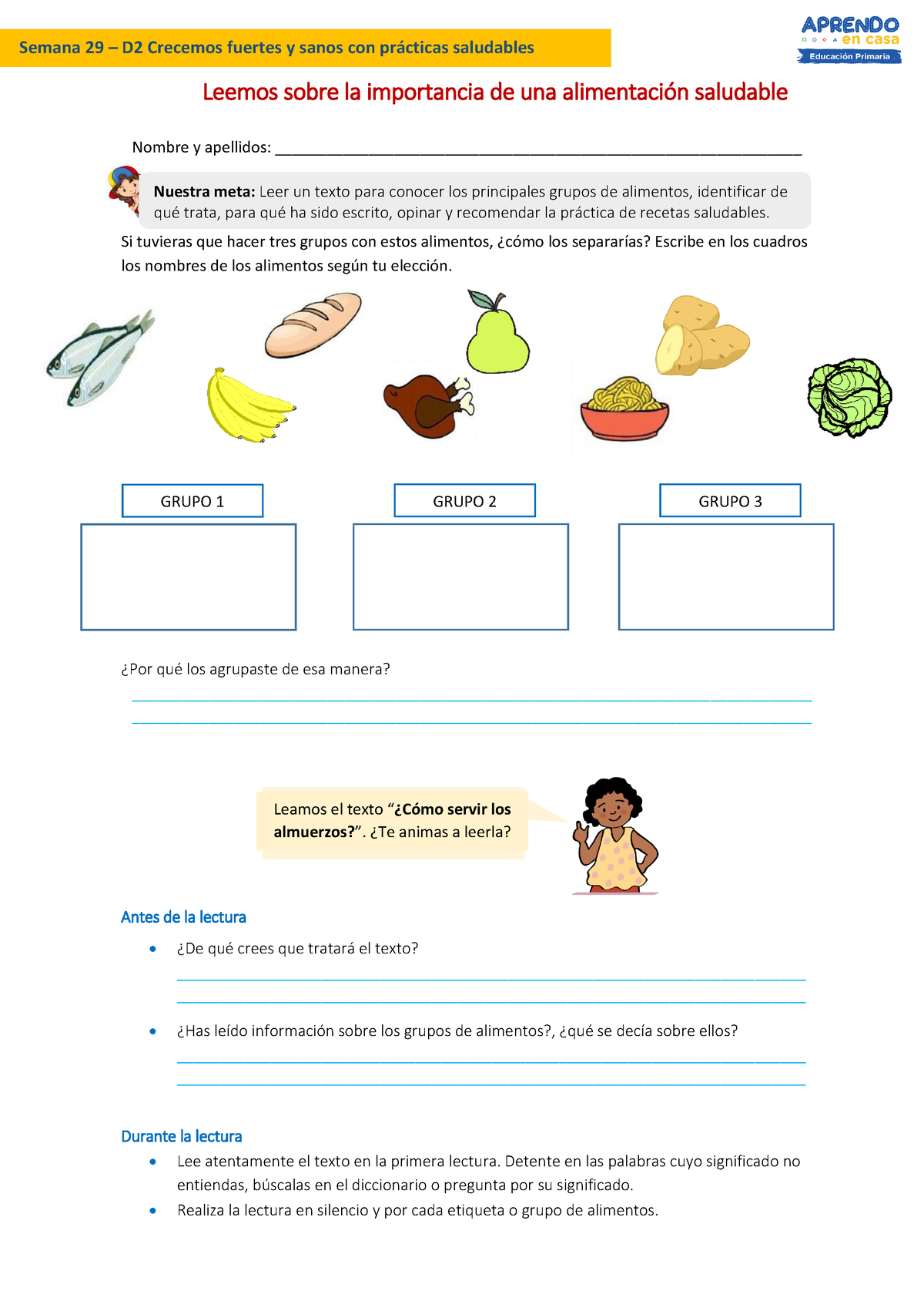 Leemos Sobre La Importancia De Una Alimentacion Saludable Por Qu Los Agrupaste De Esa Manera