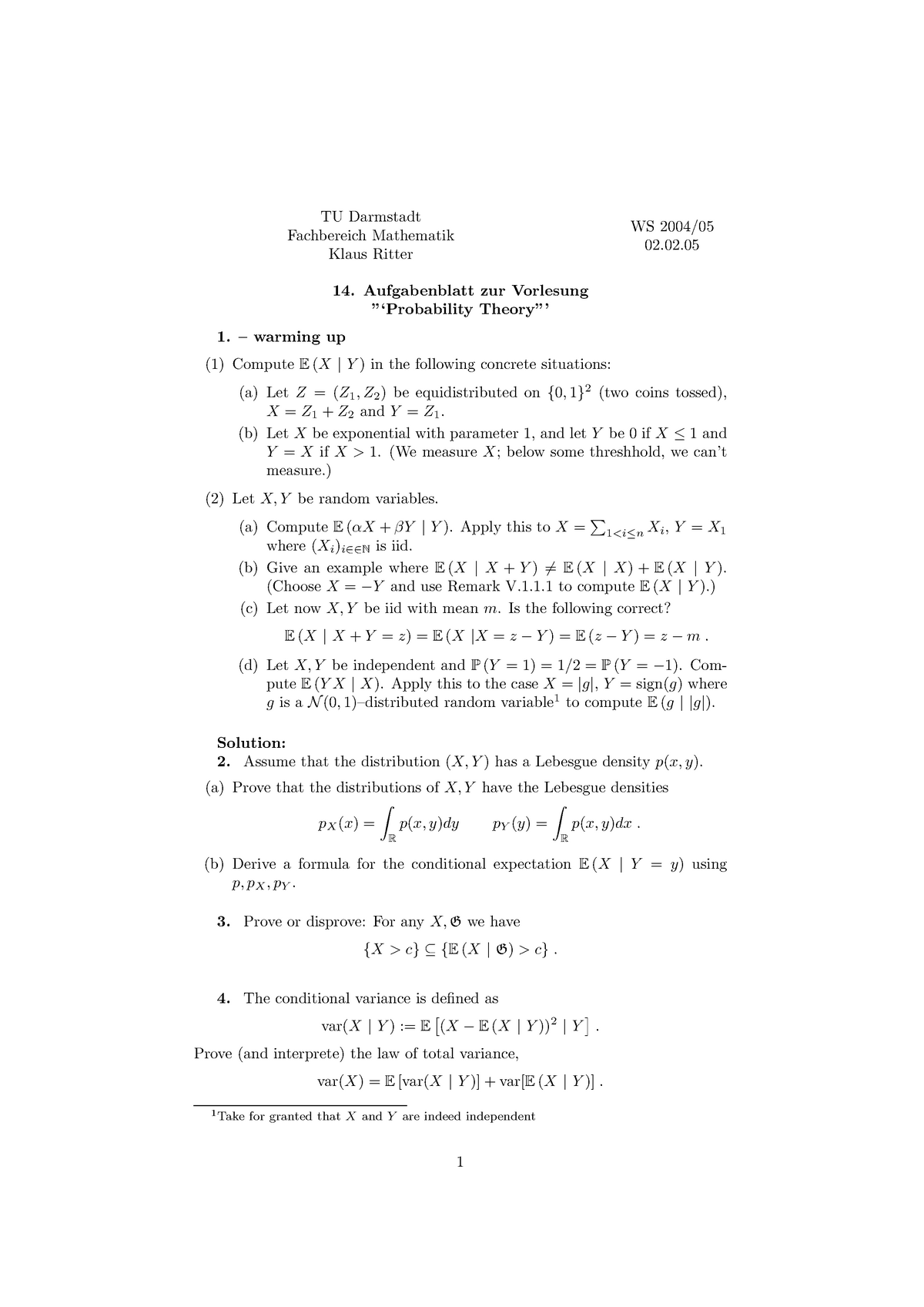 Sheet 14 Mathe Studocu