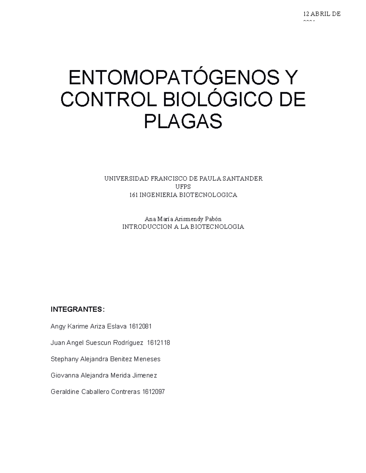 Control Biologico De Plagas Y Entomopatogenos - ENTOMOPATÓGENOS Y ...