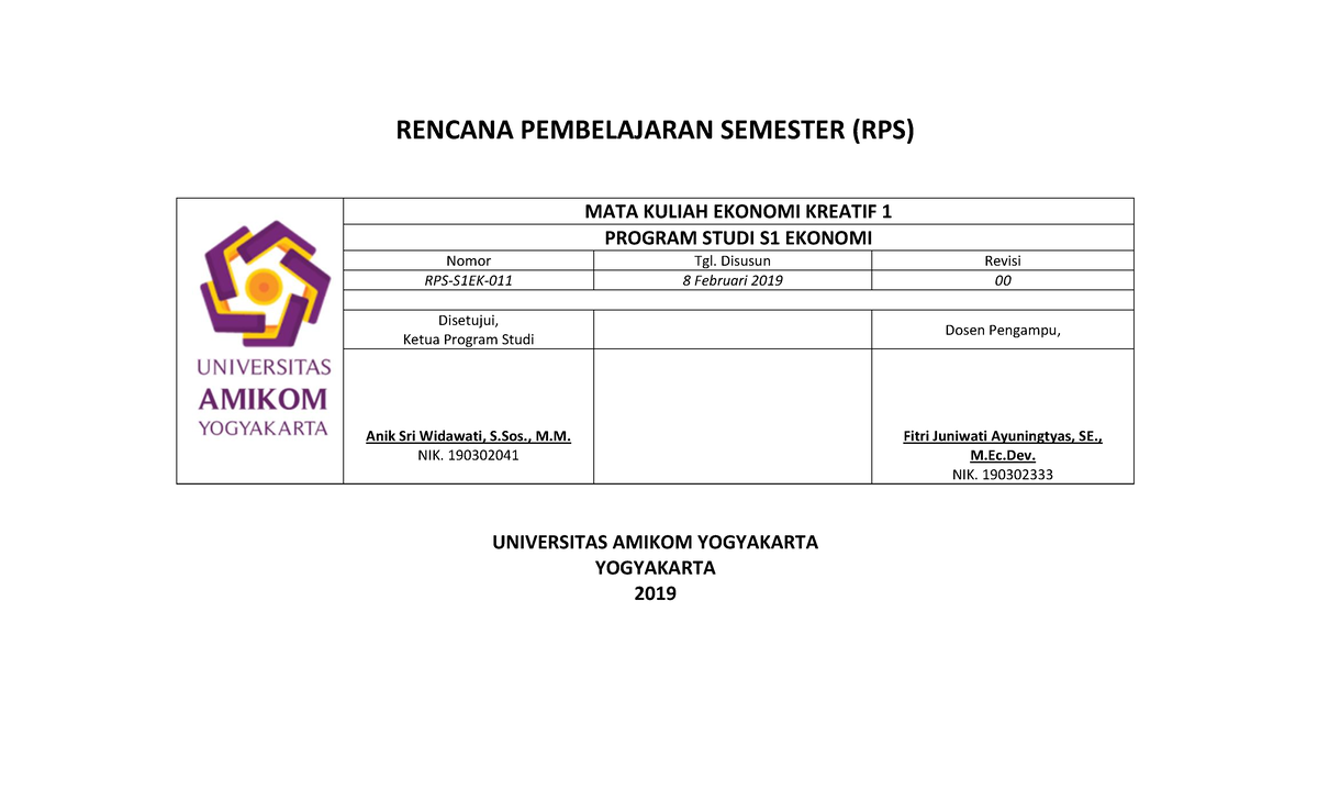 RPS S1 EK1 011 - Lecture Notes 6 - RENCANA PEMBELAJARAN SEMESTER (RPS ...