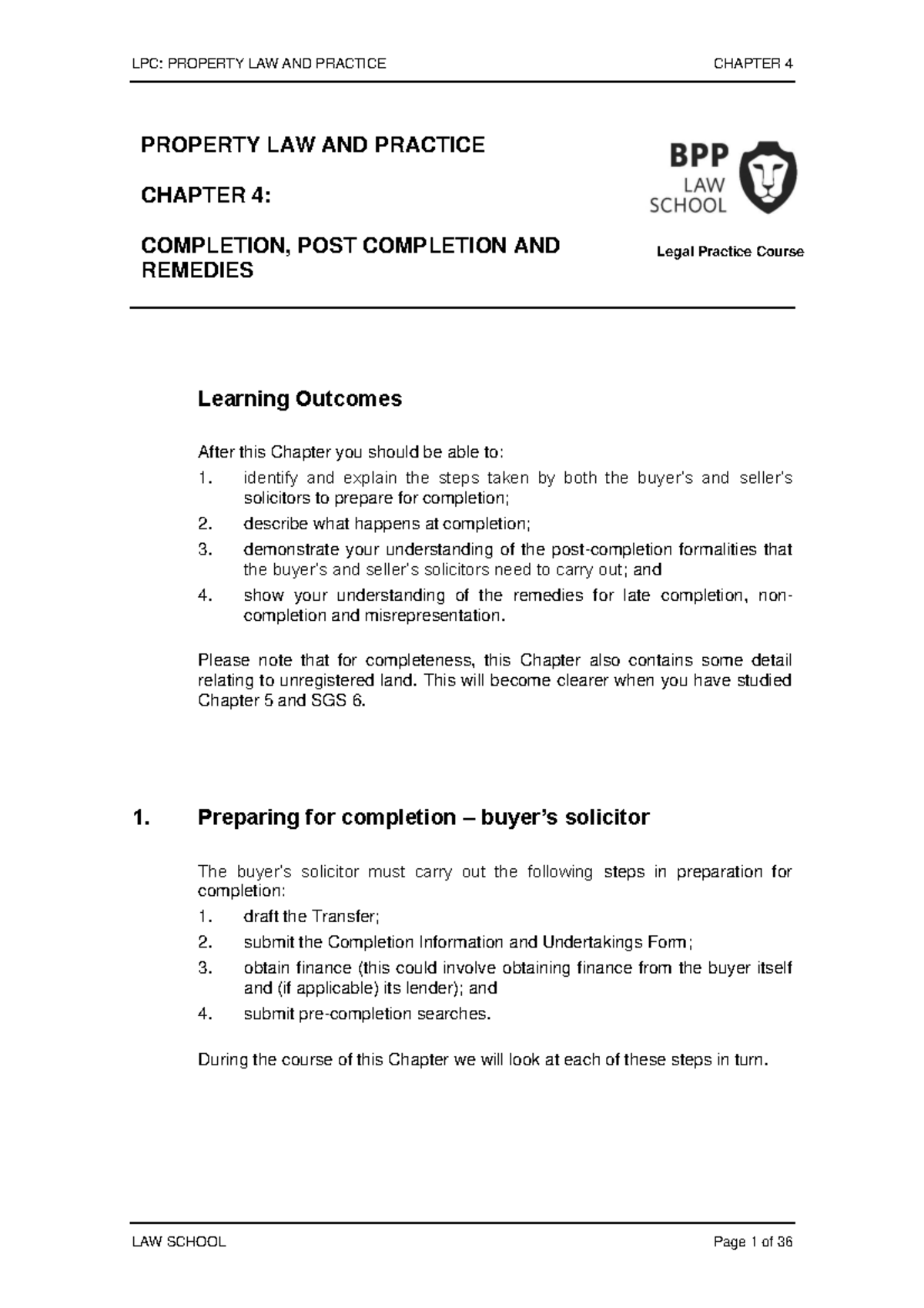 Property Chapter 4 202223 LPC PROPERTY LAW AND PRACTICE CHAPTER 4