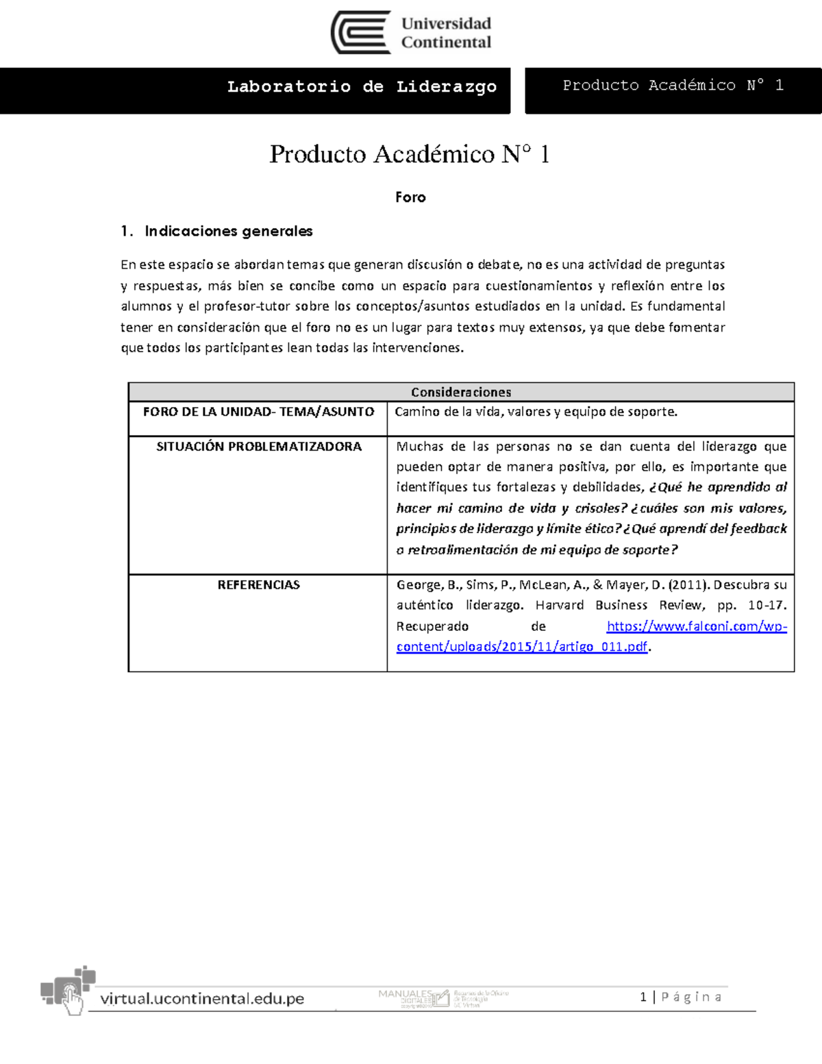 Producto Académico N1 -Laboratorio De Liderazgo - 1 | P á G I N A ...