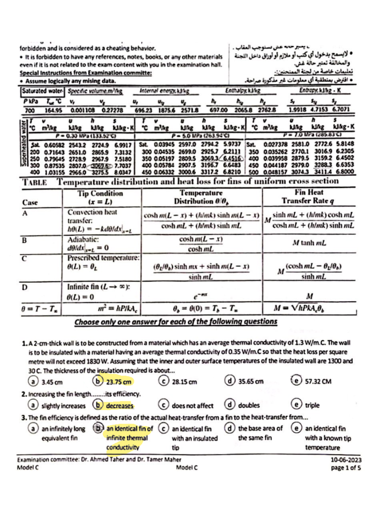 Spring 2023 - exam about thermodynamics - forbidden and is considered ...