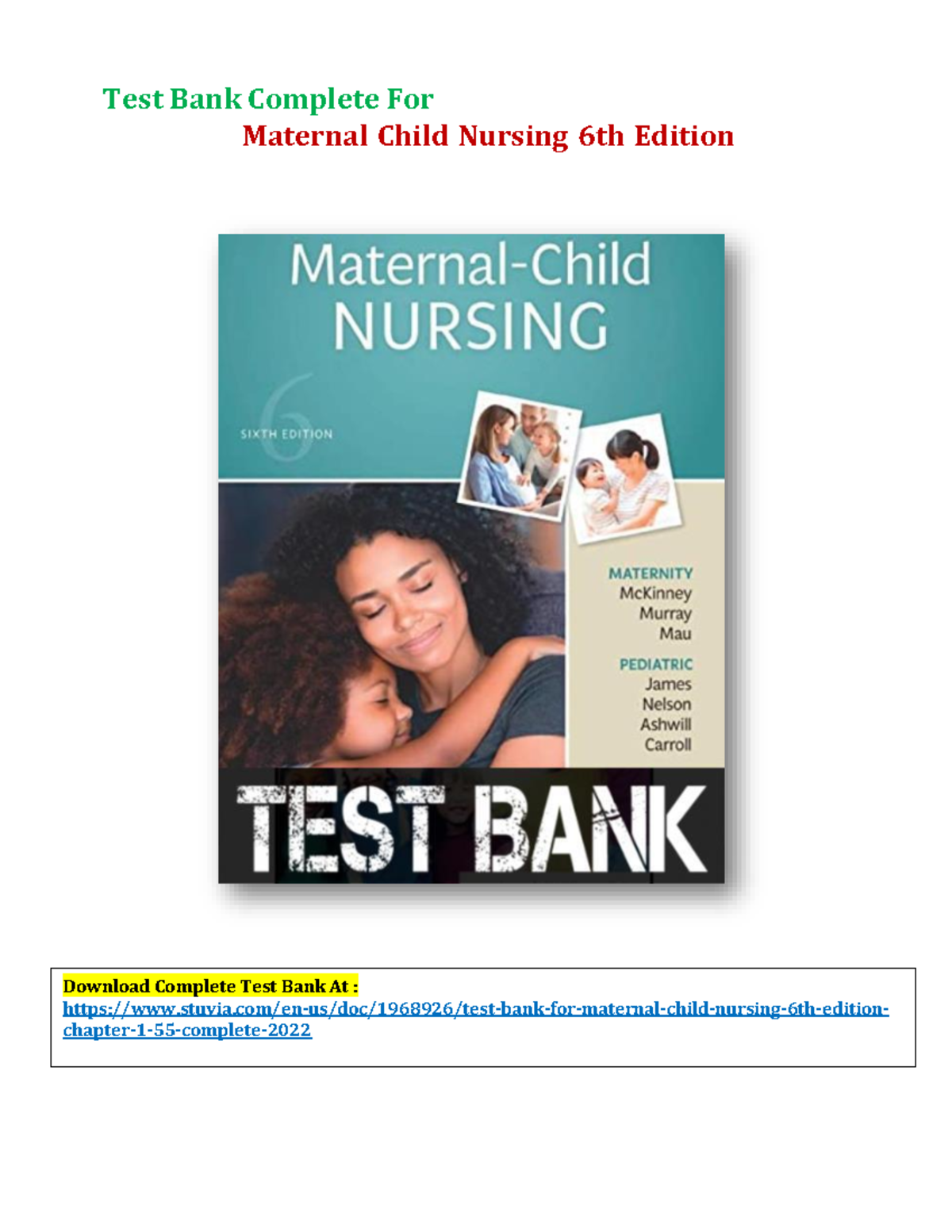 Test Bank For Maternal Child Nursing 6th Edition - Download Complete ...