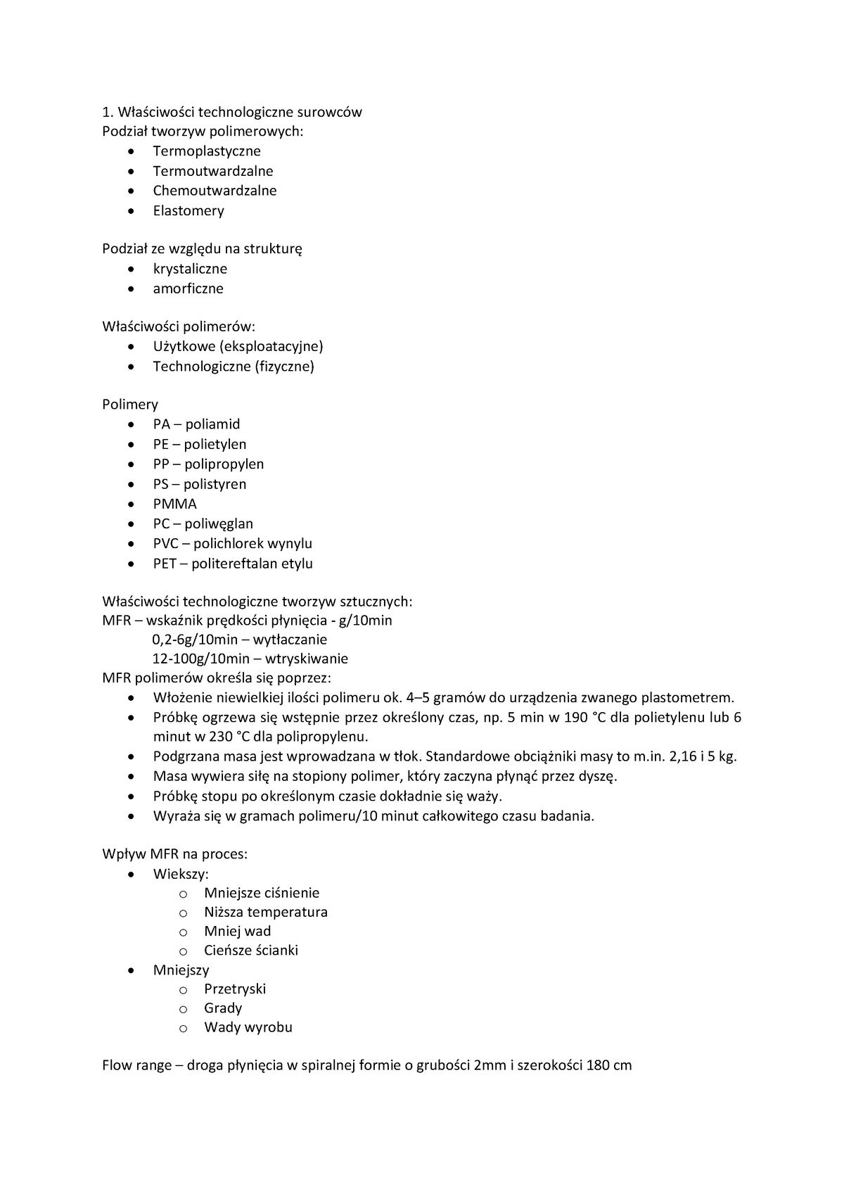 PTS-wykłady - Wykład - Wła[ciwo[ci Technologiczne Surowców Podział ...