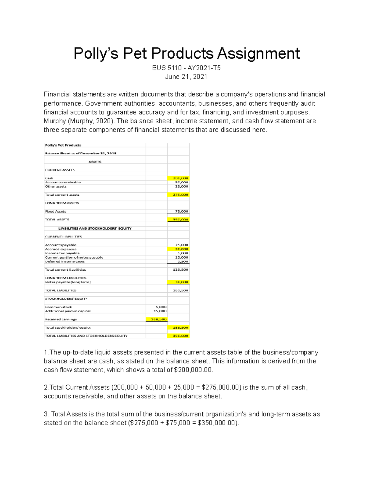 Polly’s Pet Products Assignment Polly’s Pet Products Assignment BUS