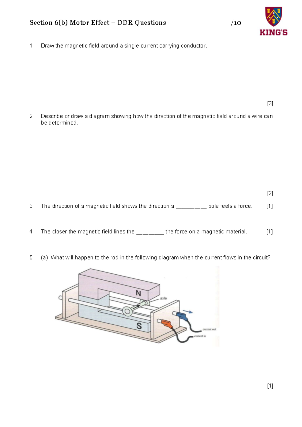Sec 6b DDR Dddr Section 6 (b) Motor Effect DDR Questions / 1 Draw