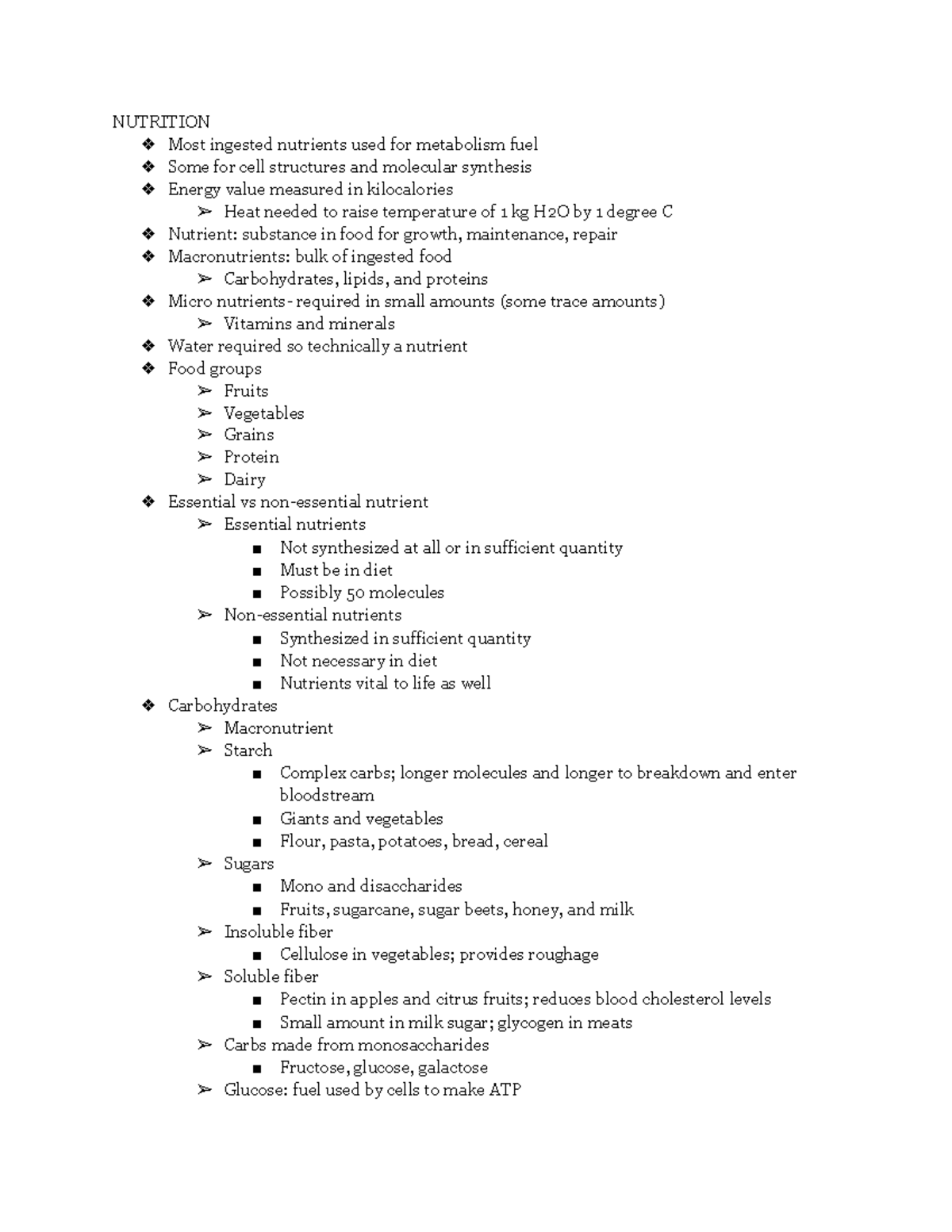 Ch. 24 exsc 223 - exam review - NUTRITION Most ingested nutrients used ...