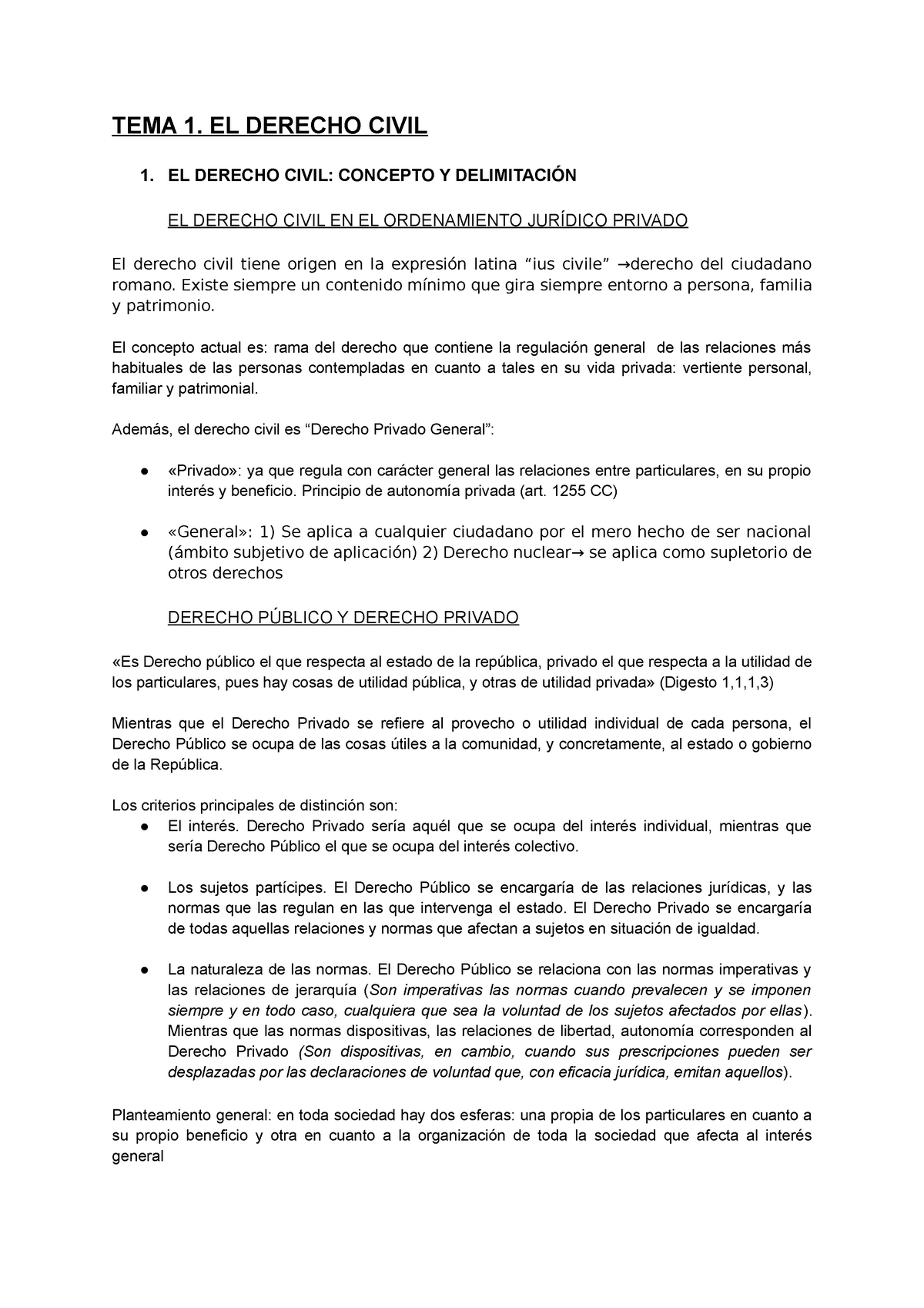 TEMA 1 Final - Apuntes 1 - TEMA 1. EL DERECHO CIVIL 1. EL DERECHO CIVIL ...