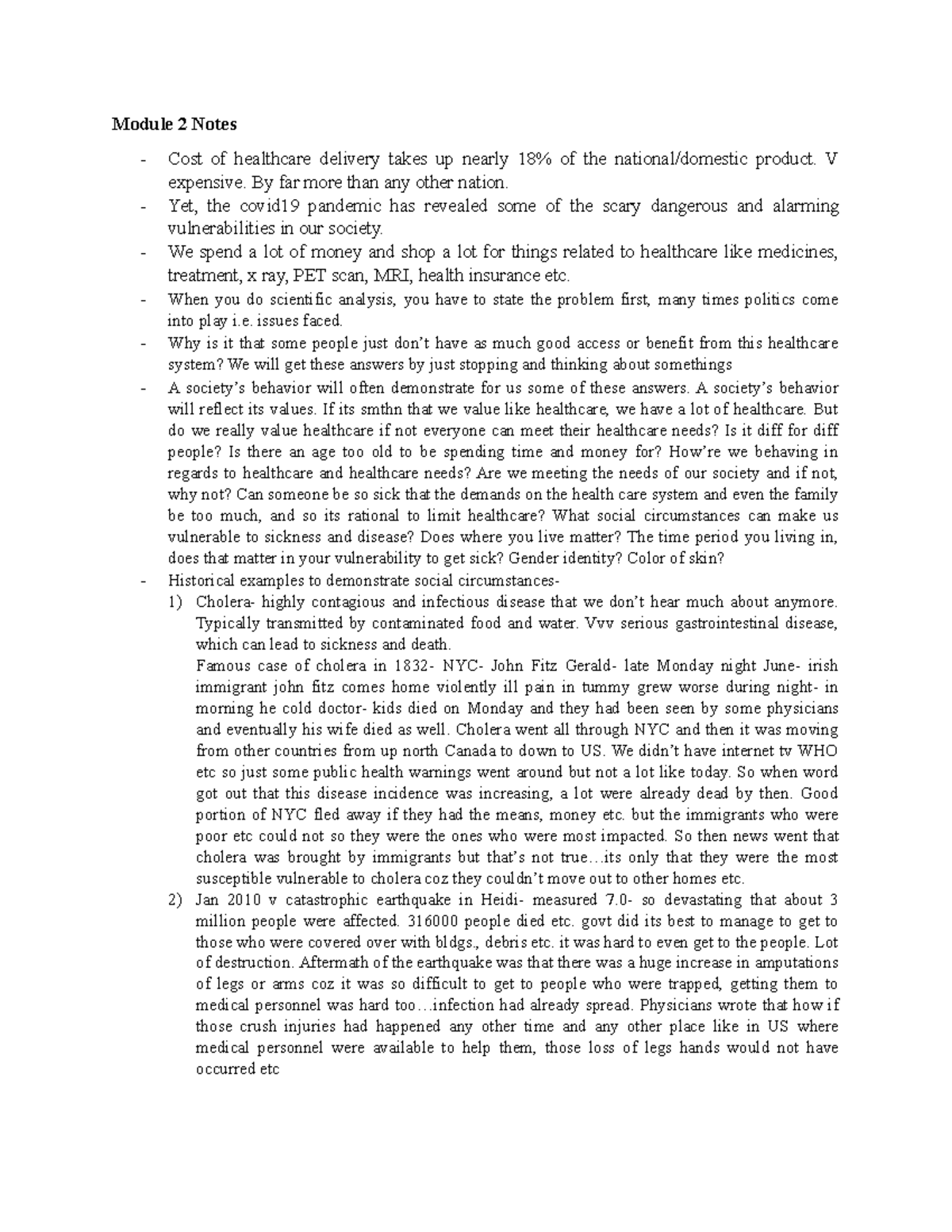 Module 2 Notes - Module 2 Notes - Cost of healthcare delivery takes up ...