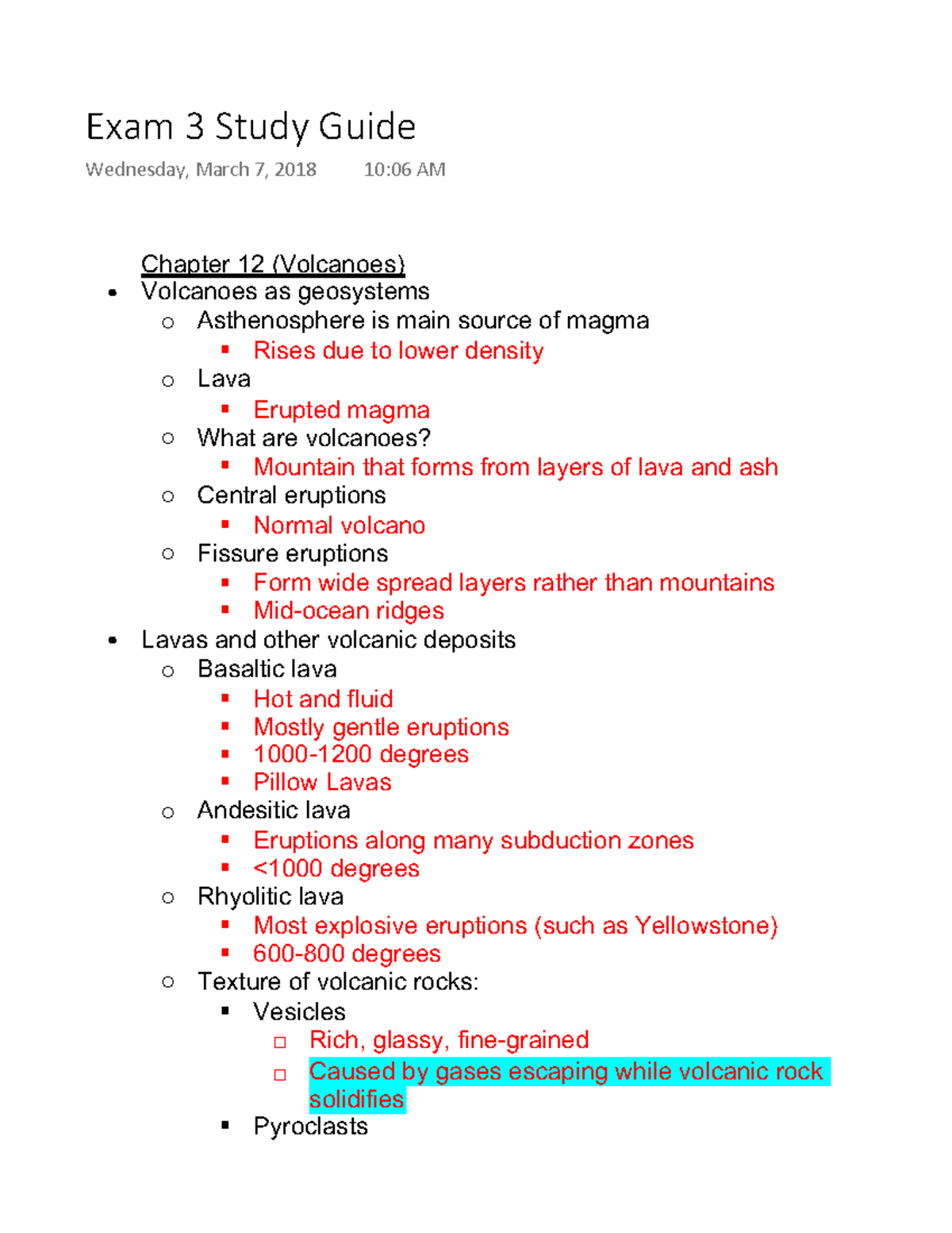 GEOL 1301-Exam3 - Lecture Notes Exam 3 - Warning: TT: Undefined ...