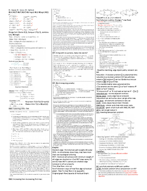 CS381 cheat sheet - CS381 cheat sheet GP and AP formula: AP: Nth term ...