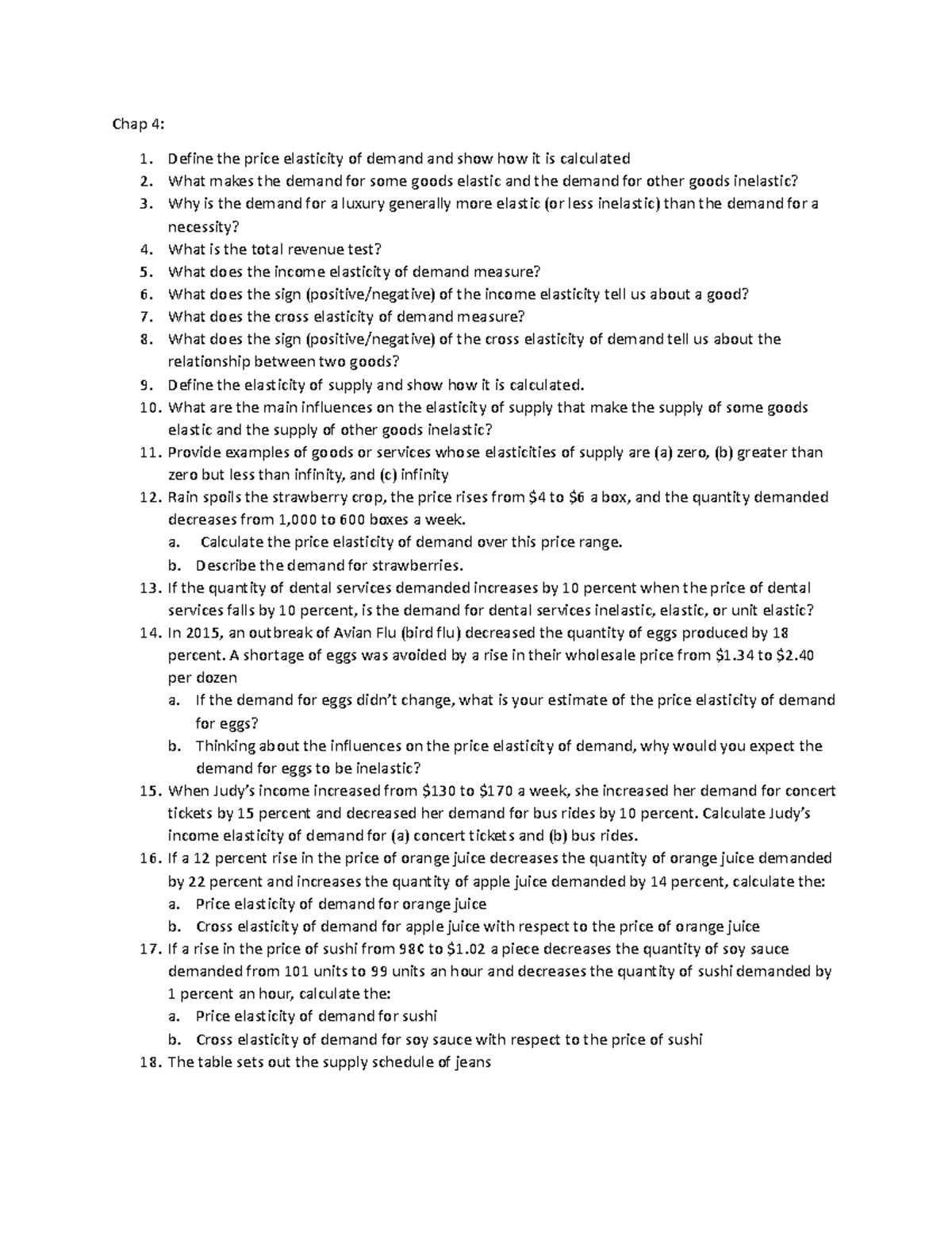 Chap 4 - Practice Qs - Chap 4: 1. Define The Price Elasticity Of Demand 