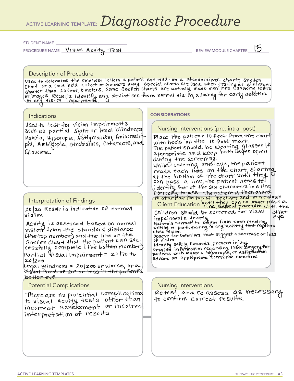 Visual Acuity Testing - ATI Remediation Template - ACTIVE LEARNING ...