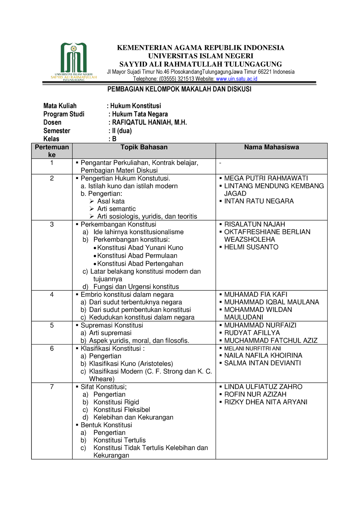 Hukum Konstitusi Kelas B - KEMENTERIAN AGAMA REPUBLIK INDONESIA ...