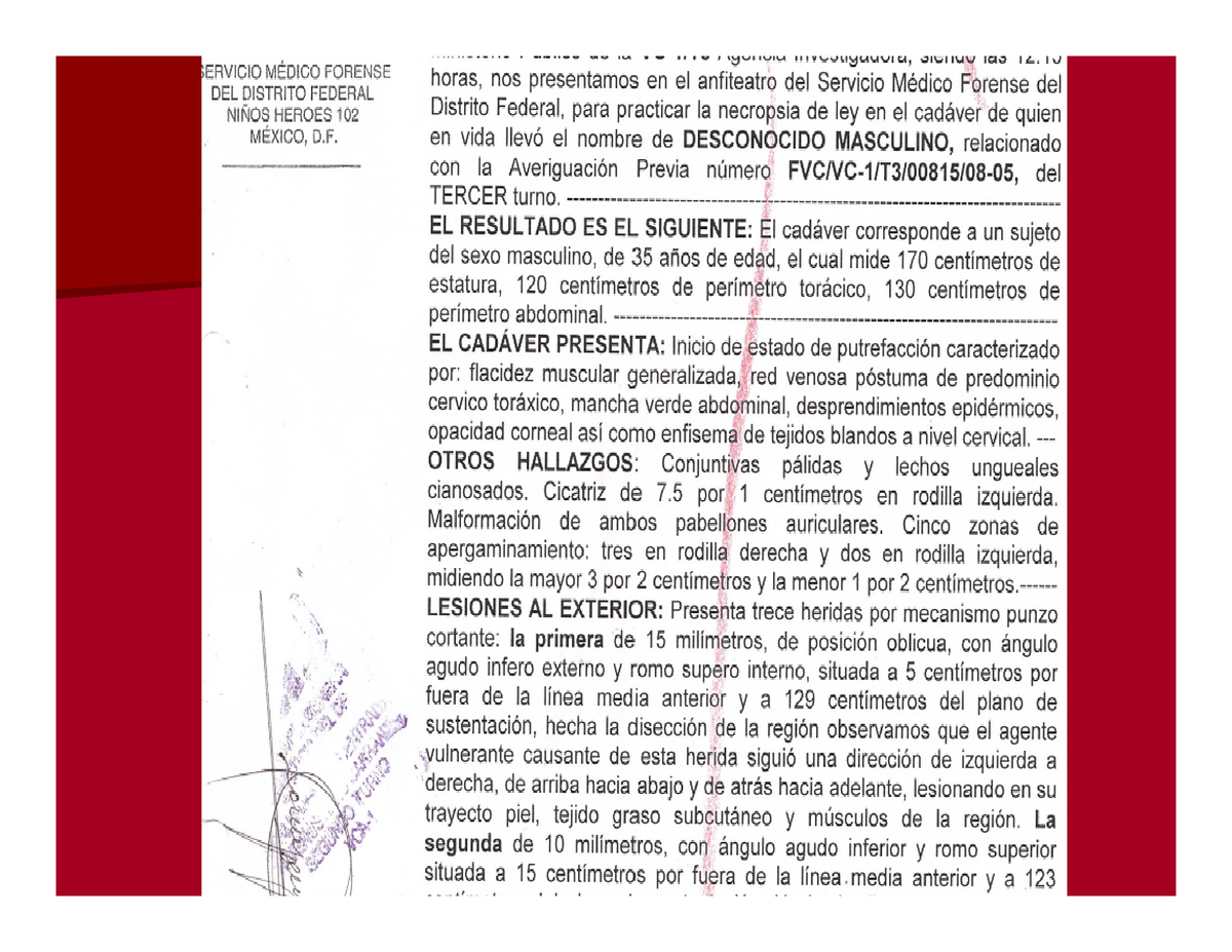 Ejemplo, Dictamen De Necropsia - Criminalística De Campo - Studocu