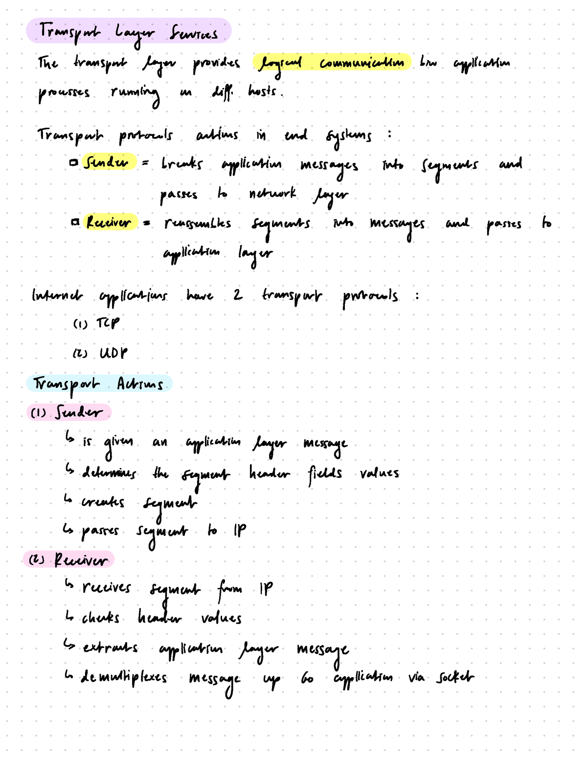 Chapter 3 Transport Layer - Transport Layer Services The Transport ...