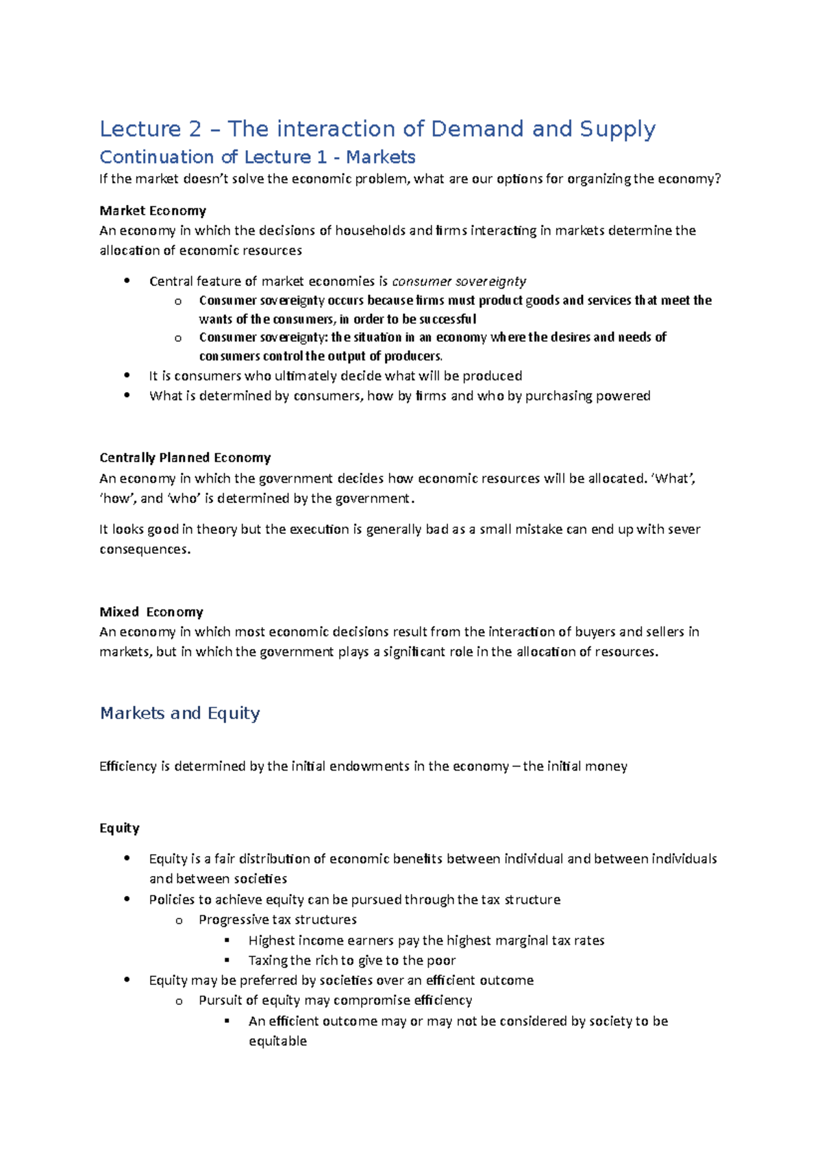 BSB113 Week 2 Lecture - Lecture 2 – The interaction of Demand and ...