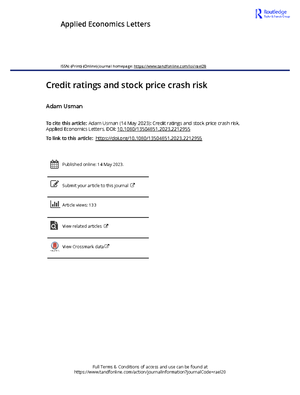 Credit ratings and stock price crash risk 1080/13504851. To link to