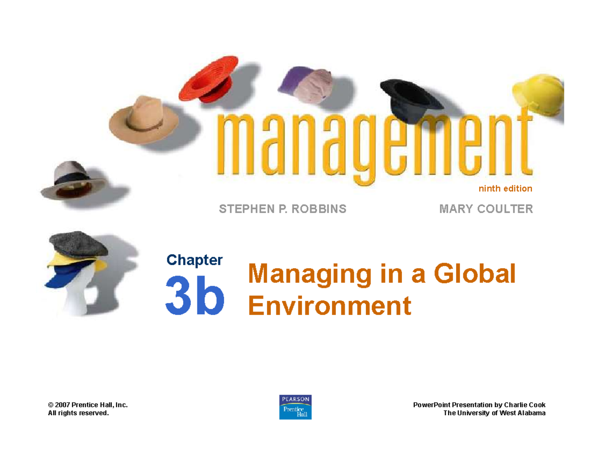 Managing in a Global Environment -WK3b - ninth editionninth edition ...