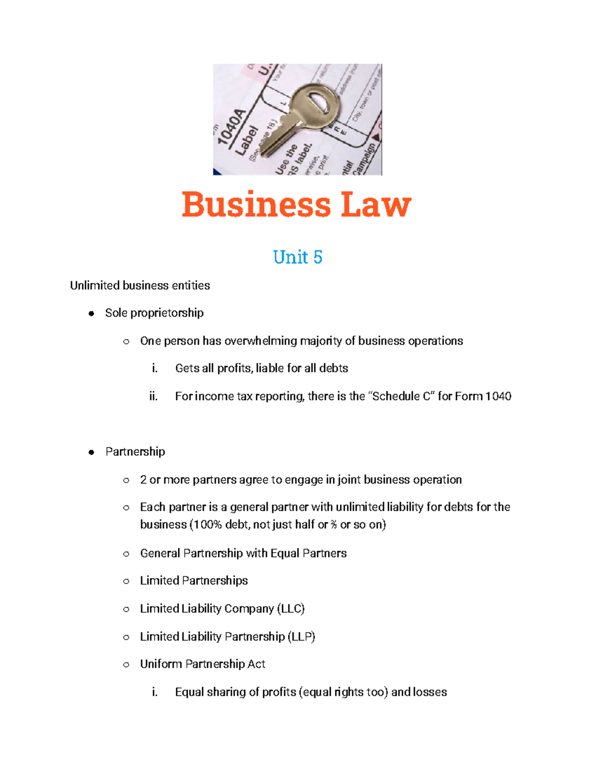 Business Law Unit 5 - Lecture Notes Unit 5 - Business Law Unit 5 ...