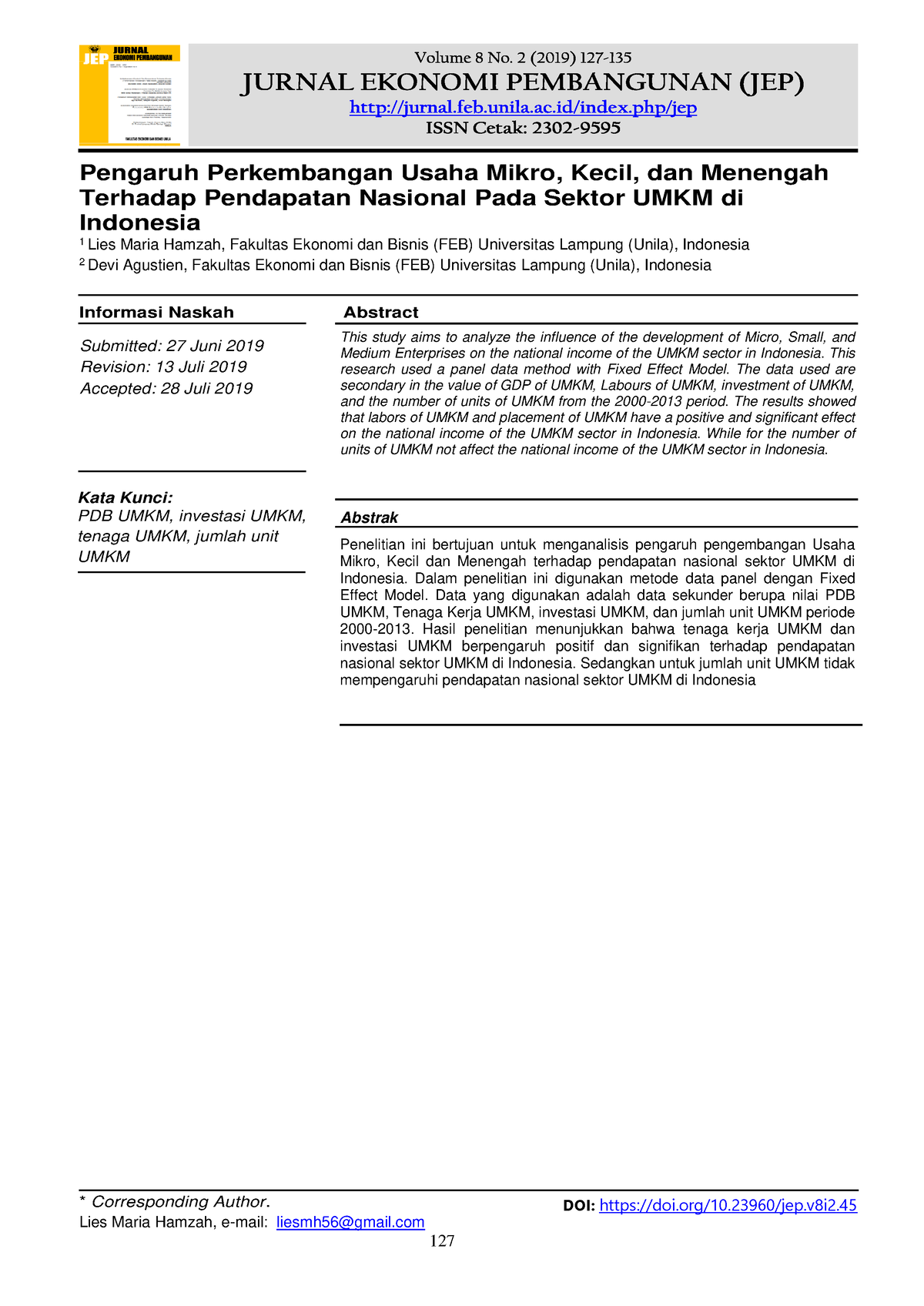 45-Article Text-266-2-10-202007 22 - Corresponding Author. DOI: Doi/10. ...