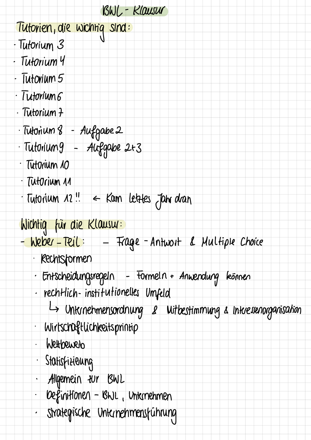 Bwl-klausur-Übersicht - Einführung In Die Betriebswirtschaftslehre ...